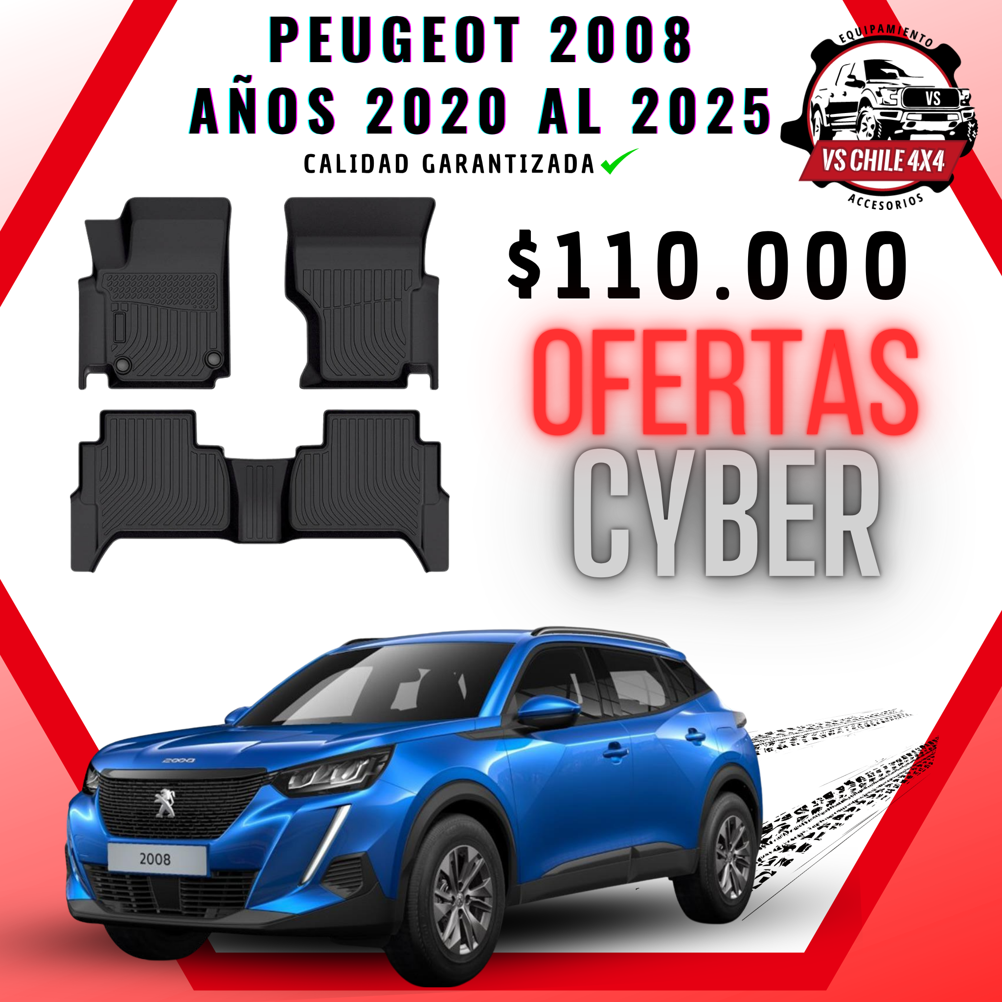 Pisos Calce Perfecto PEUGEOT 2008 años 2020 al 2025