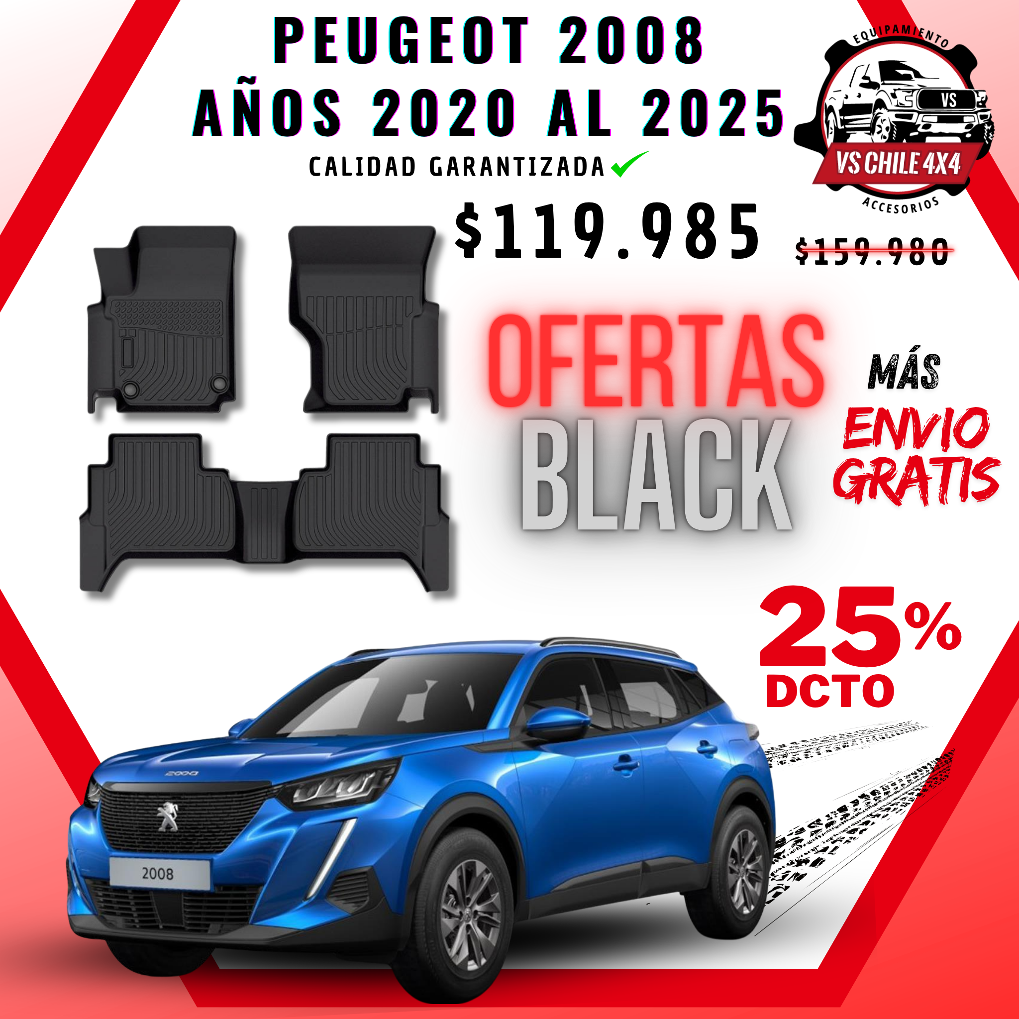 Pisos Calce Perfecto PEUGEOT 2008 años 2020 al 2025