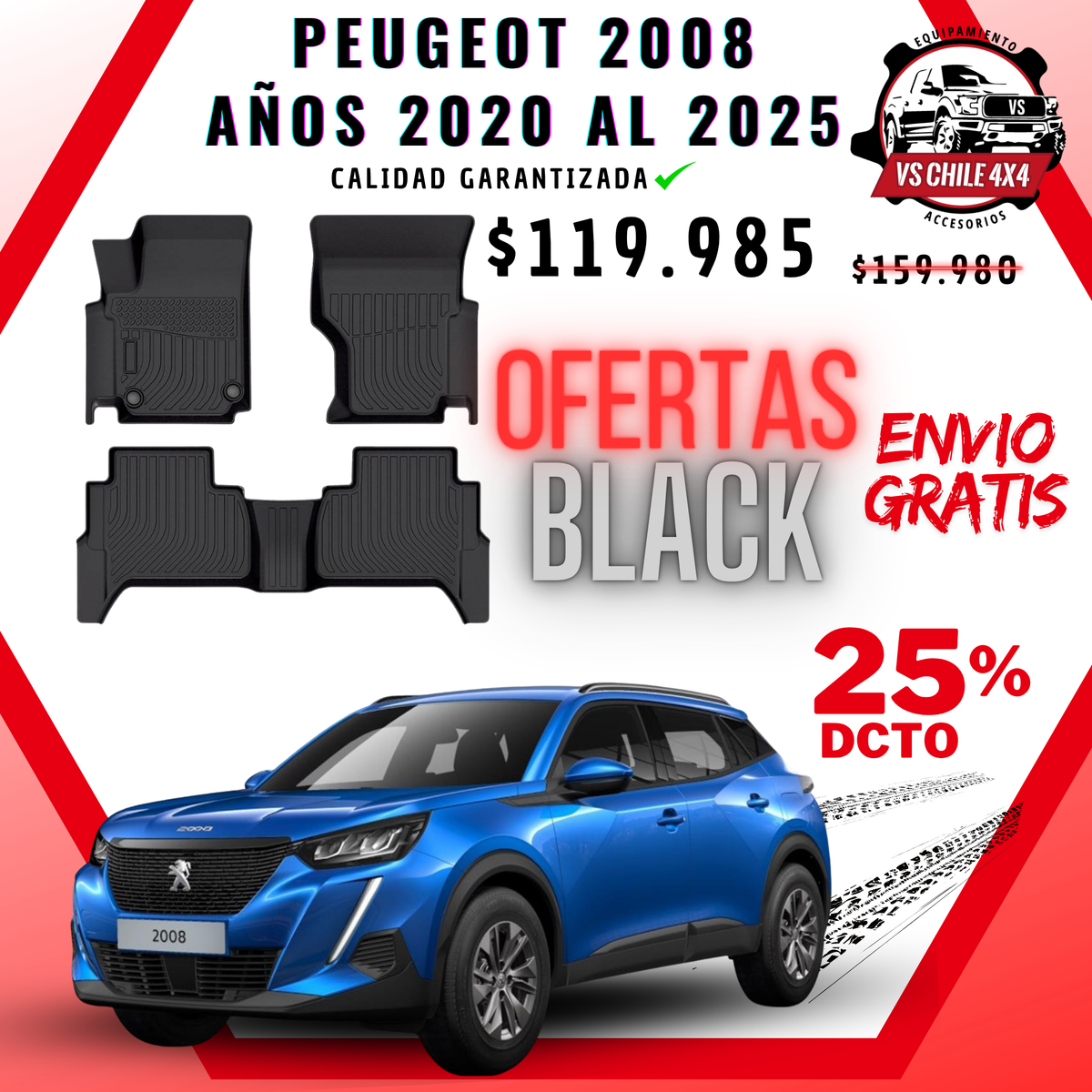 Pisos Calce Perfecto PEUGEOT 2008 años 2020 al 2025