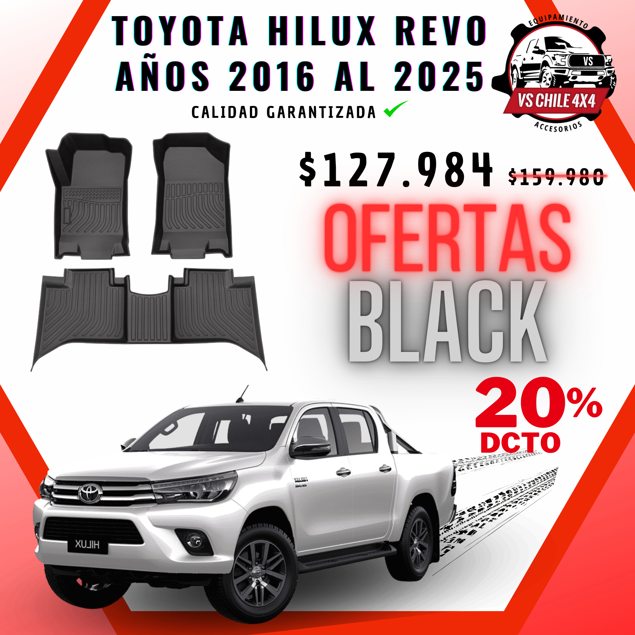 Pisos Calce Perfecto Toyota Hilux años 2016 - 2025