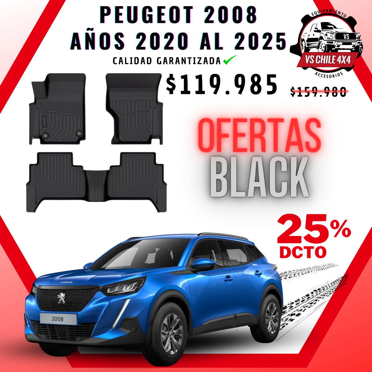 Pisos Calce Perfecto PEUGEOT 2008 años 2020 al 2025