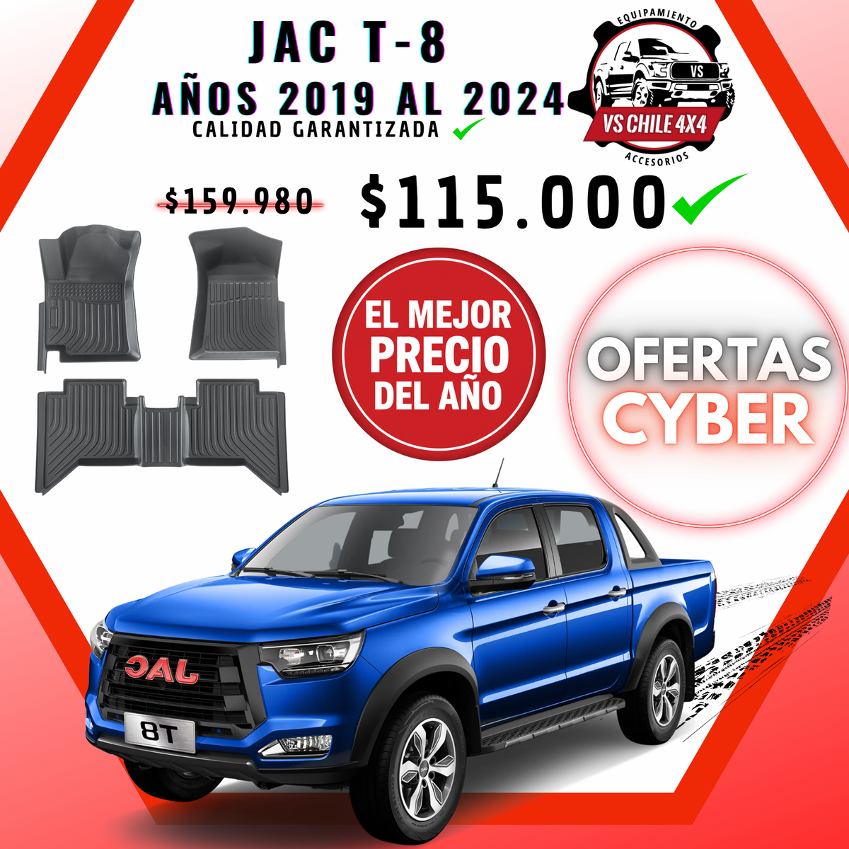 Pisos Calce Perfecto JAC T8 T-8 2019 al 2024