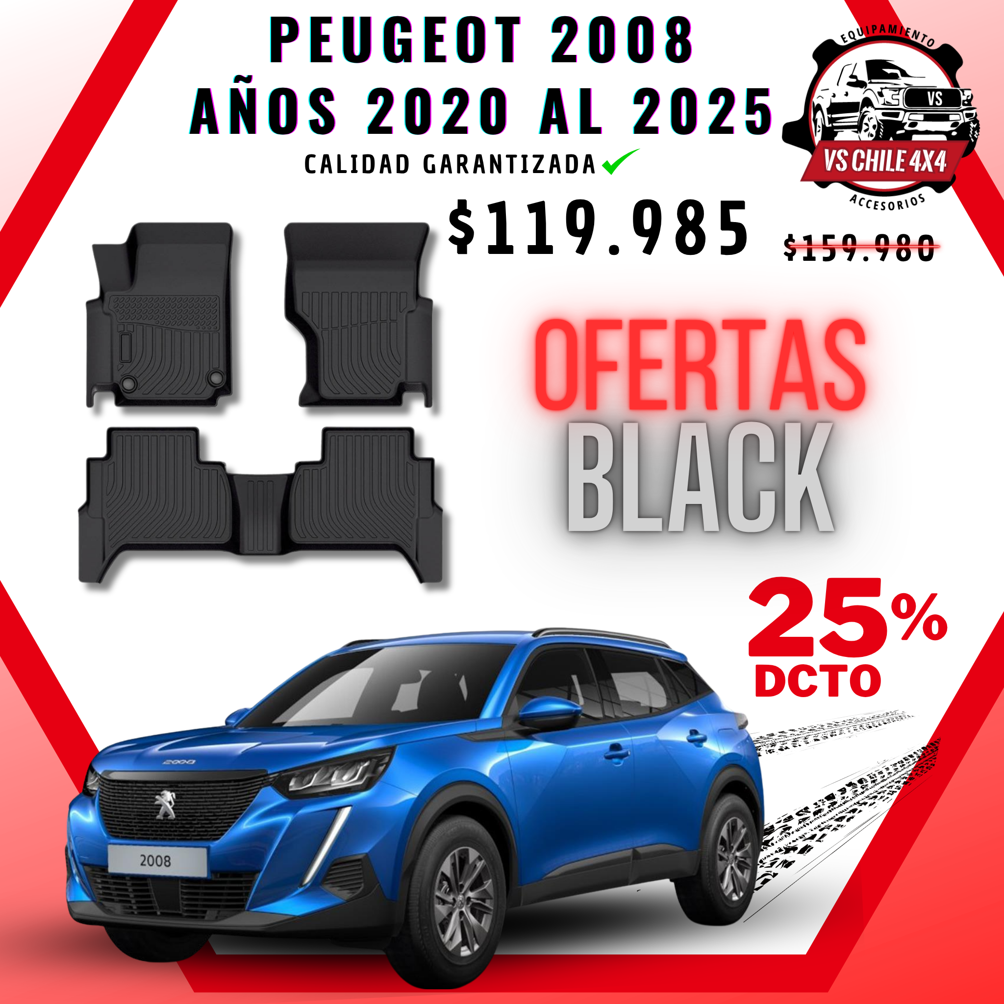 Pisos Calce Perfecto PEUGEOT 2008 años 2020 al 2025