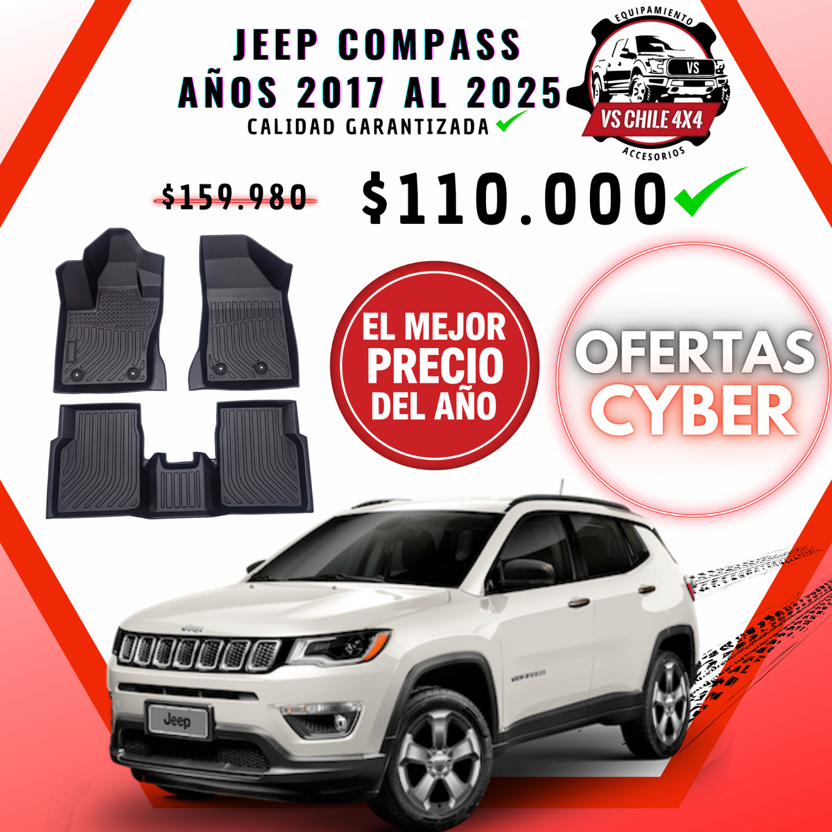 Pisos Calce Perfecto JEEP Compass 2017 al 2025