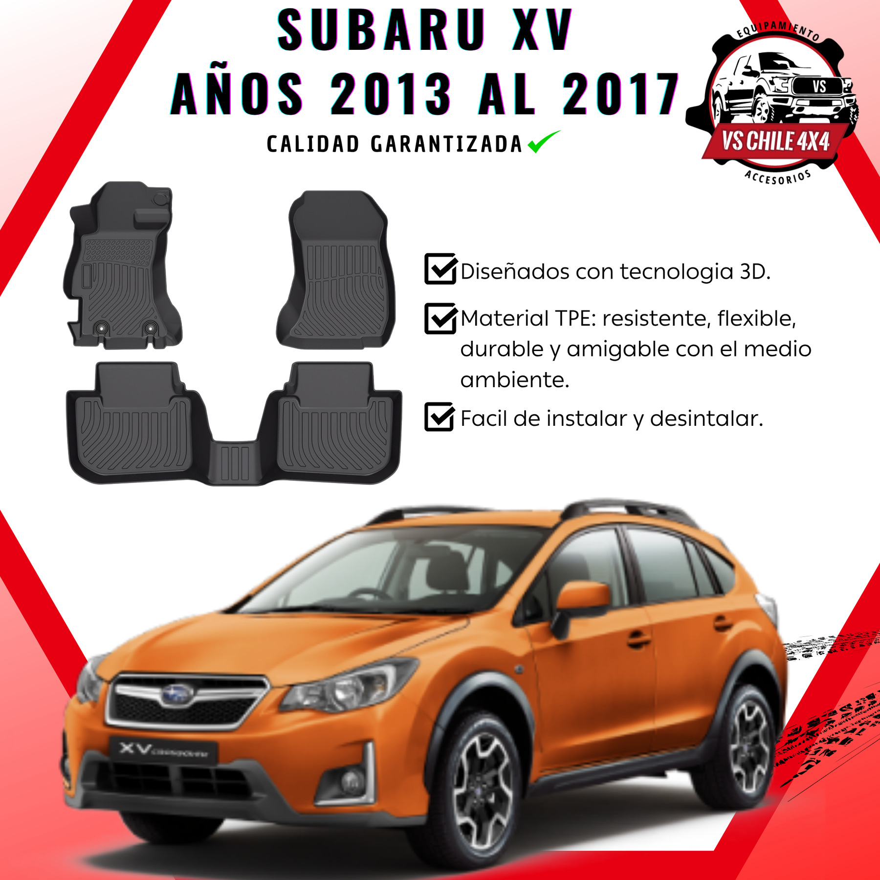 Pisos Calce Perfecto Subaru XV 2013 al 2017