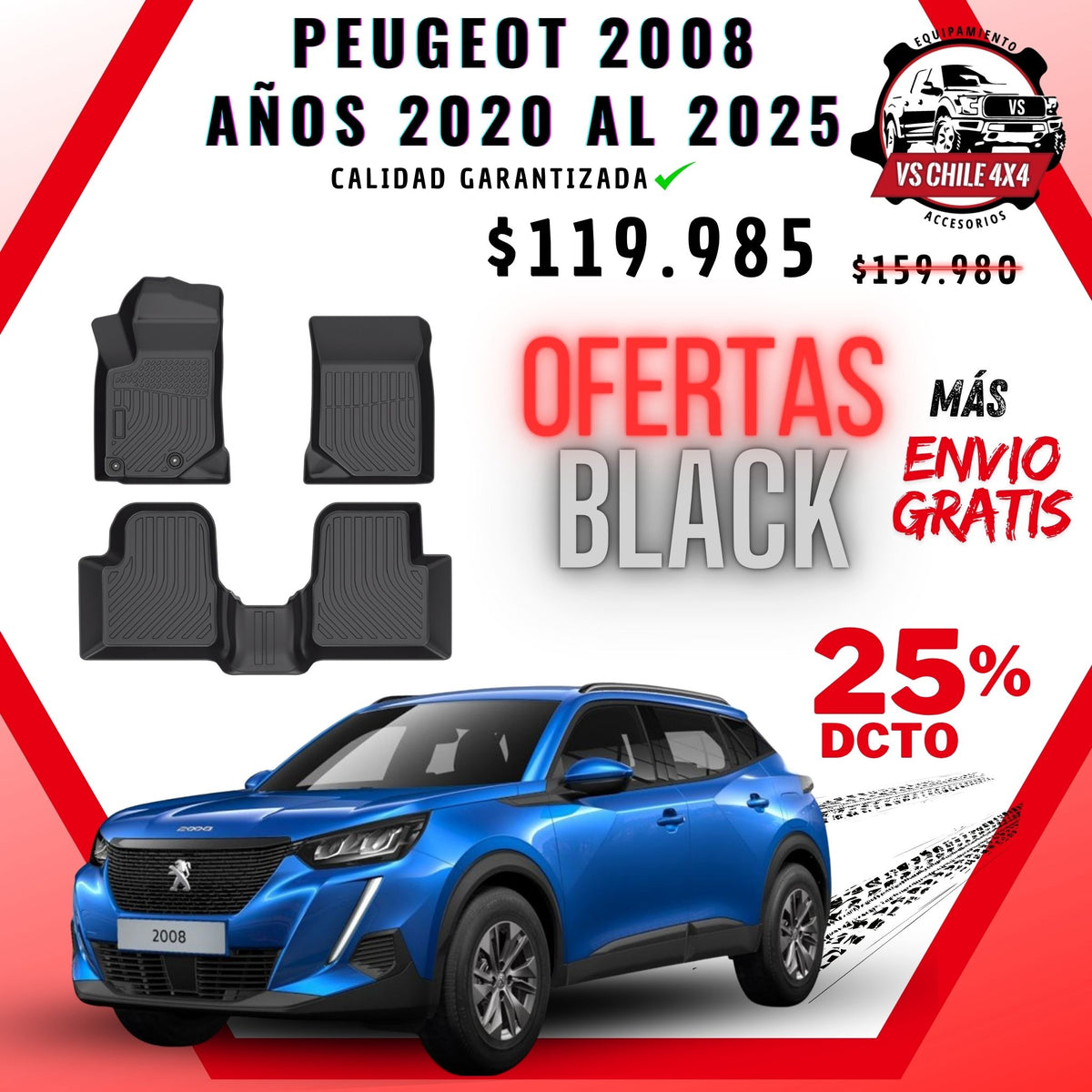 Pisos Calce Perfecto PEUGEOT 2008 años 2020 al 2025
