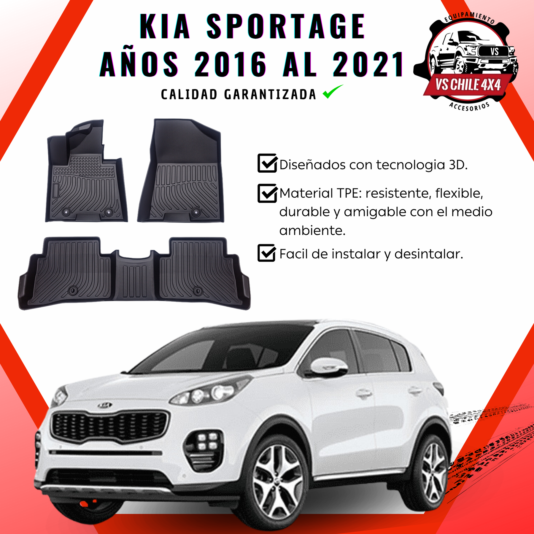 Pisos Calce Perfecto Kia Sportage (2016 al 2021)