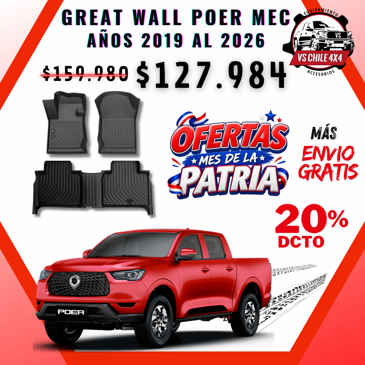 Pisos calce perfecto Great Wall Poer Transmisión Mecánica AÑOS 2019 AL 2026