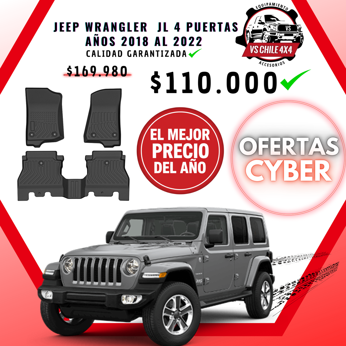 Pisos Calce Perfecto JEEP Wrangler JL años 2018 al 2022