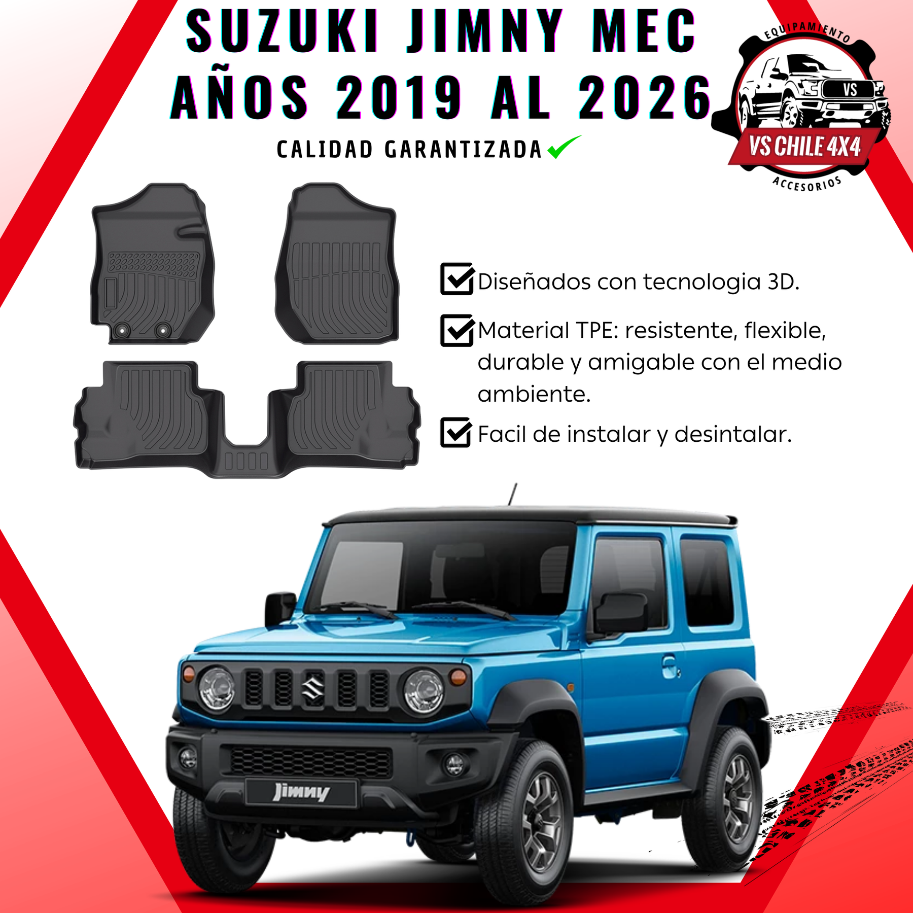 Pisos Calce Perfecto Suzuki Jimny Mecánico 3 Puertas 2019 al 2026