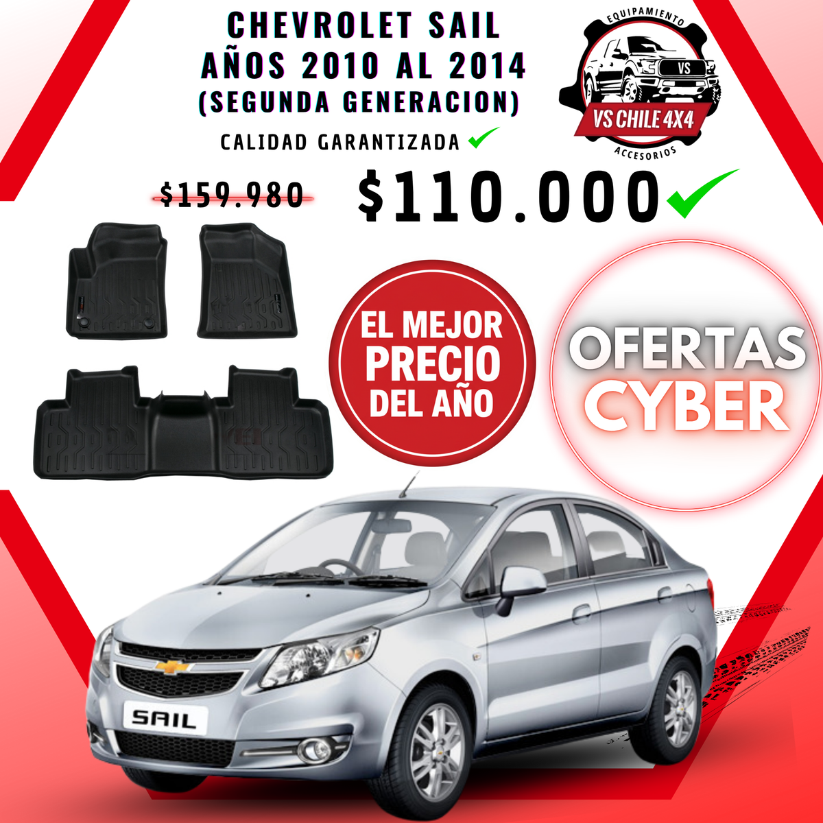 Pisos Calce Perfecto CHEVROLET SAIL años 2010 al 2014