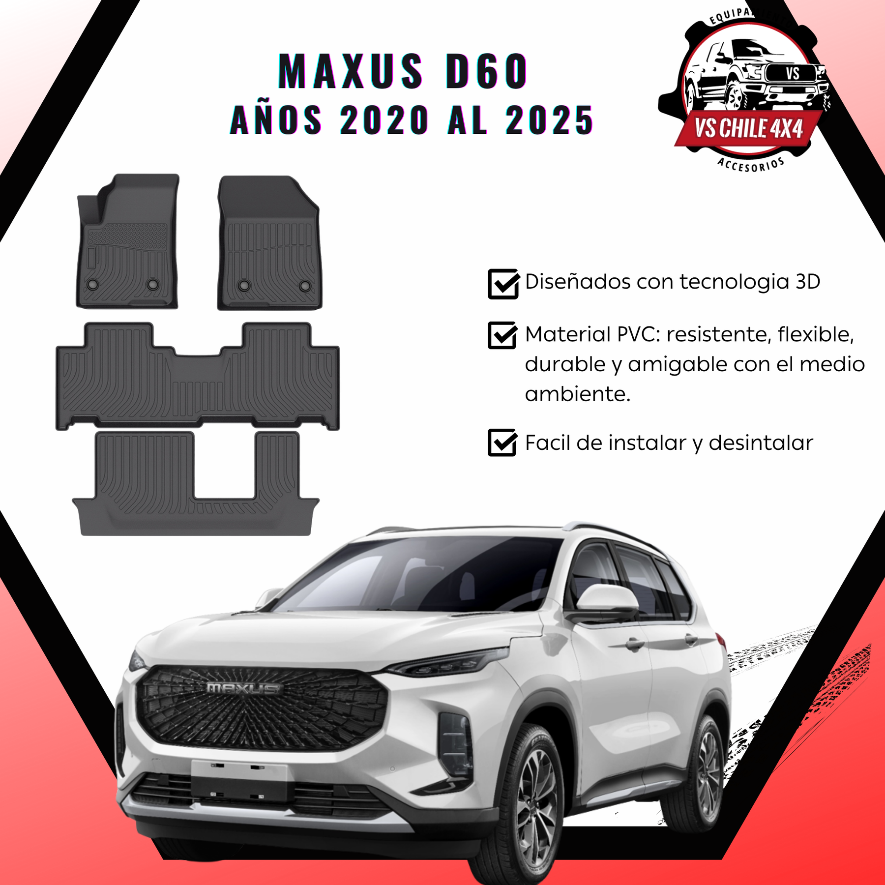 Pisos Calce Perfecto Maxus D60 SUV 3 Corridas (2019 - 2025)