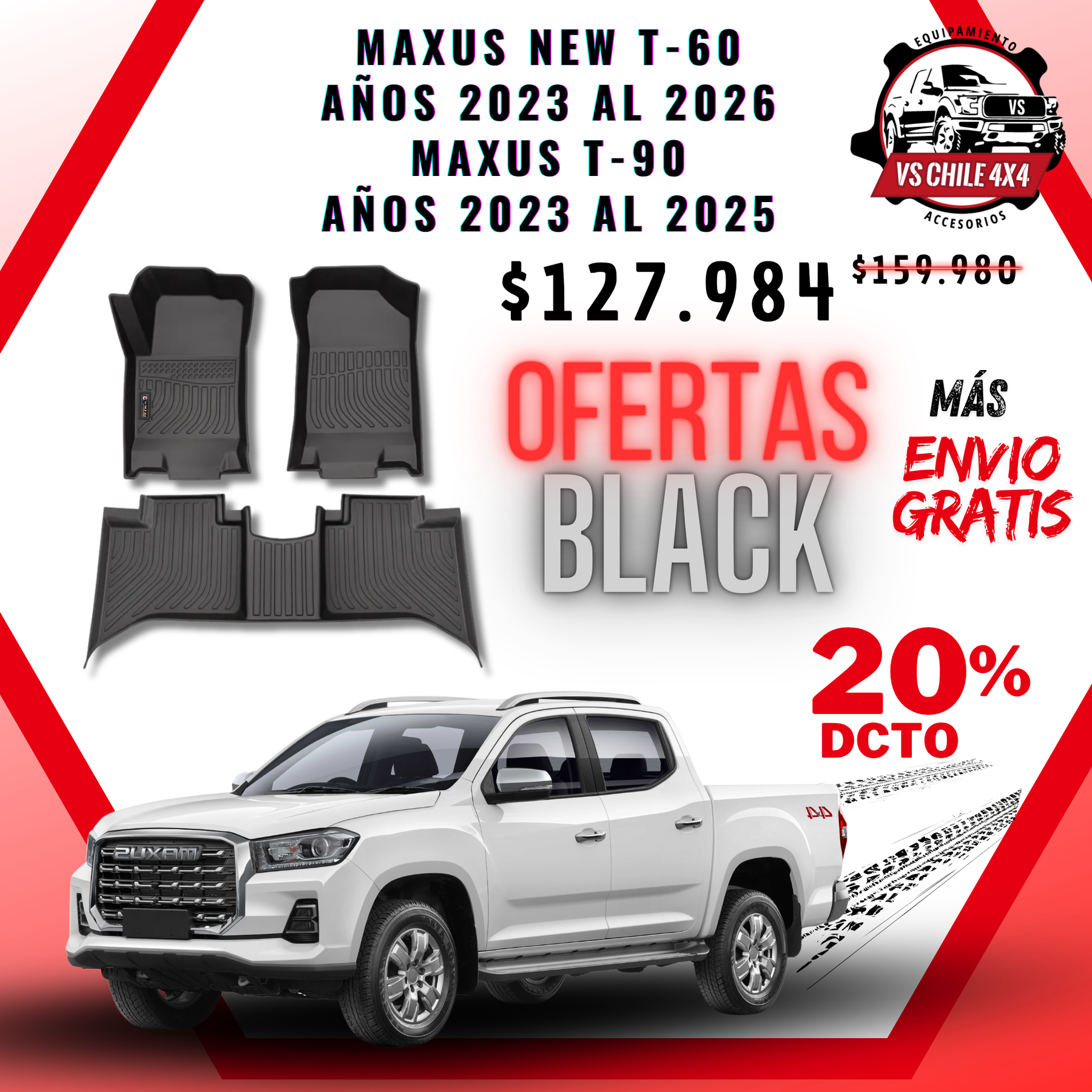 Pisos Calce Perfecto Maxus New T60 (años 2023 - 2027) Maxus T90 Doble (2023 - 2025)