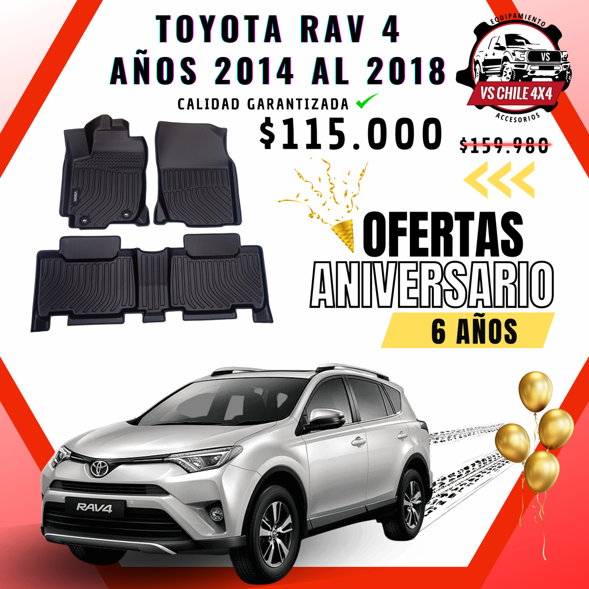 Pisos Calce Perfecto Toyota RAV4 RAV 4 años 2014 al 2018
