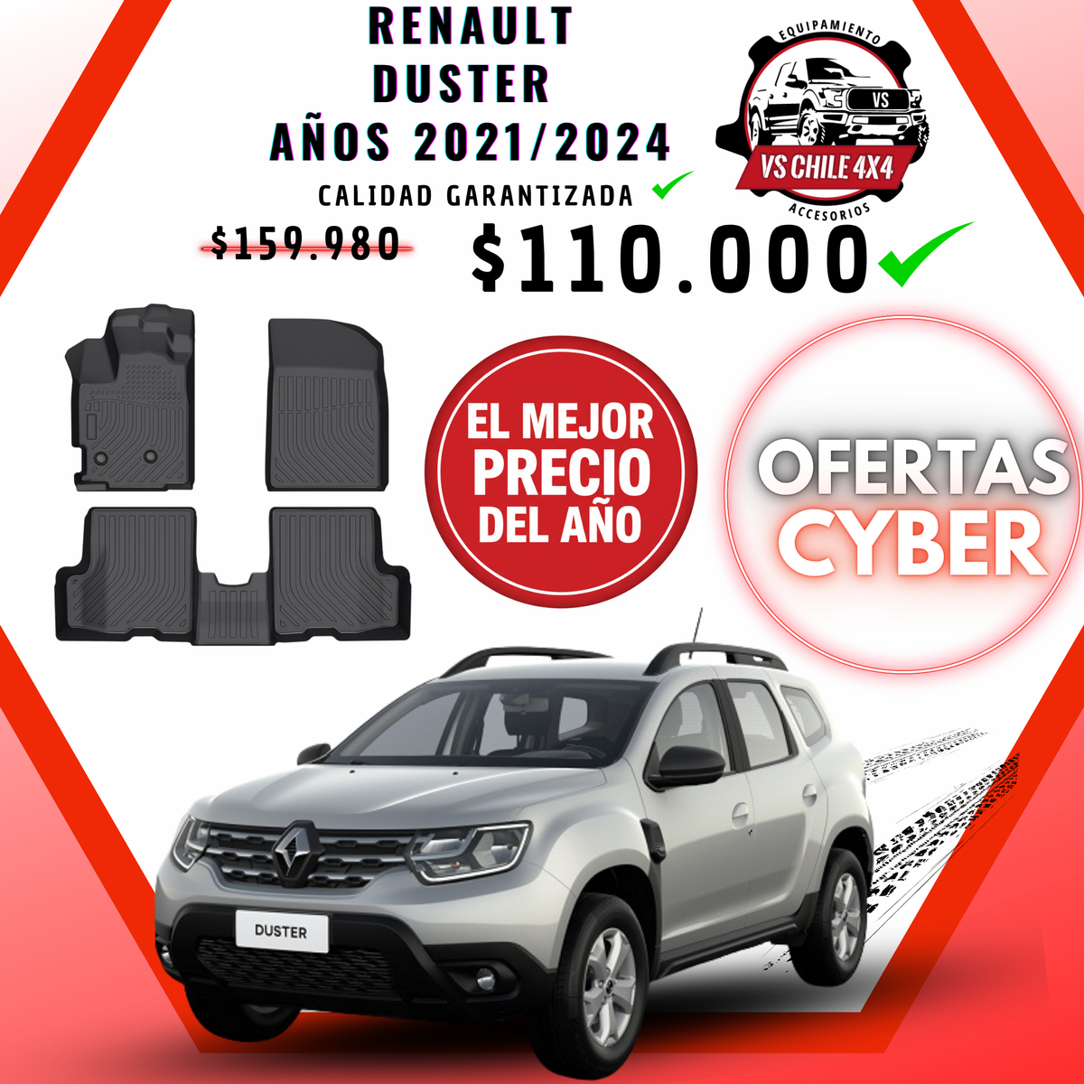 Pisos de Calce Perfecto Renault Duster (2021–2024) — TPE Premium 3D
