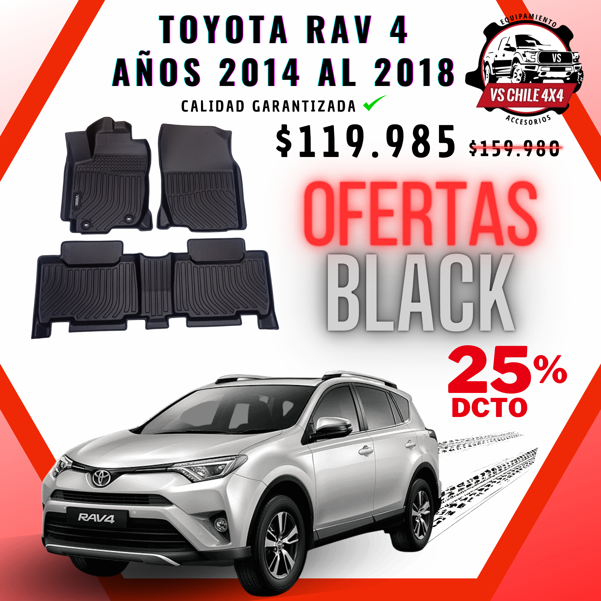 Pisos Calce Perfecto Toyota RAV4 RAV 4 años 2014 al 2018