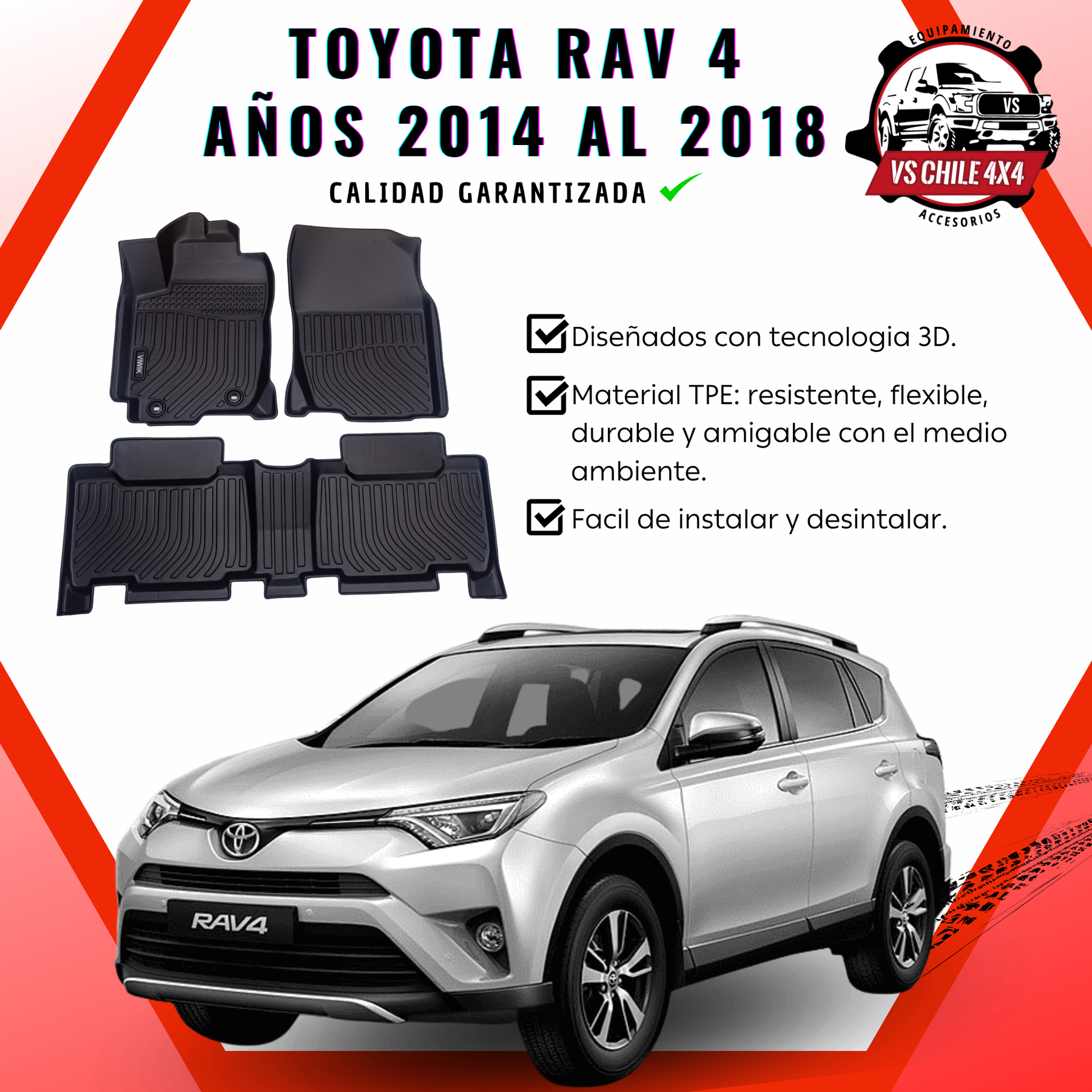 Pisos Calce Perfecto Toyota RAV4 RAV 4 años 2014 al 2018