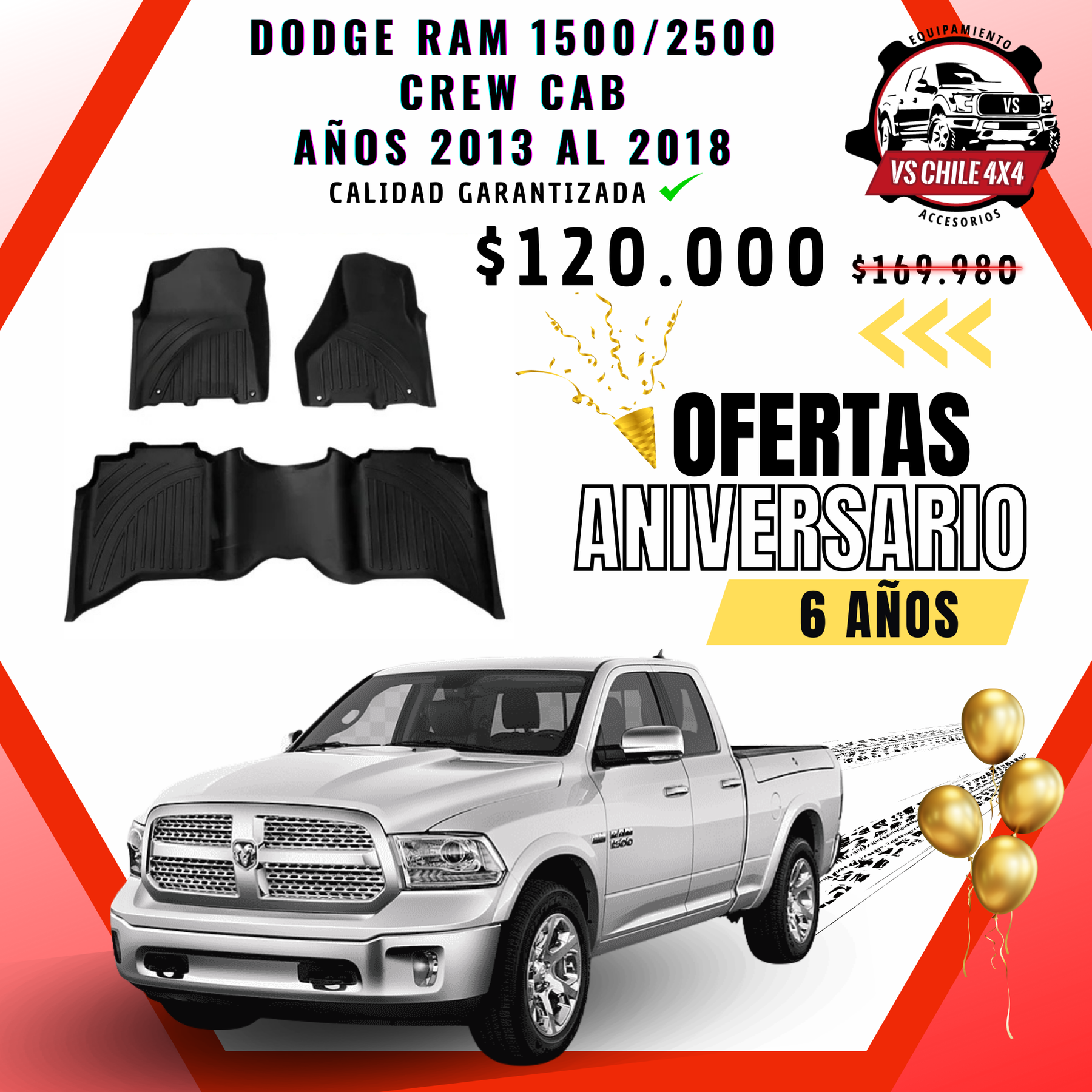 Pisos Calce Perfecto DODGE RAM 1500 (CREW CAB) años 2013 al 2018