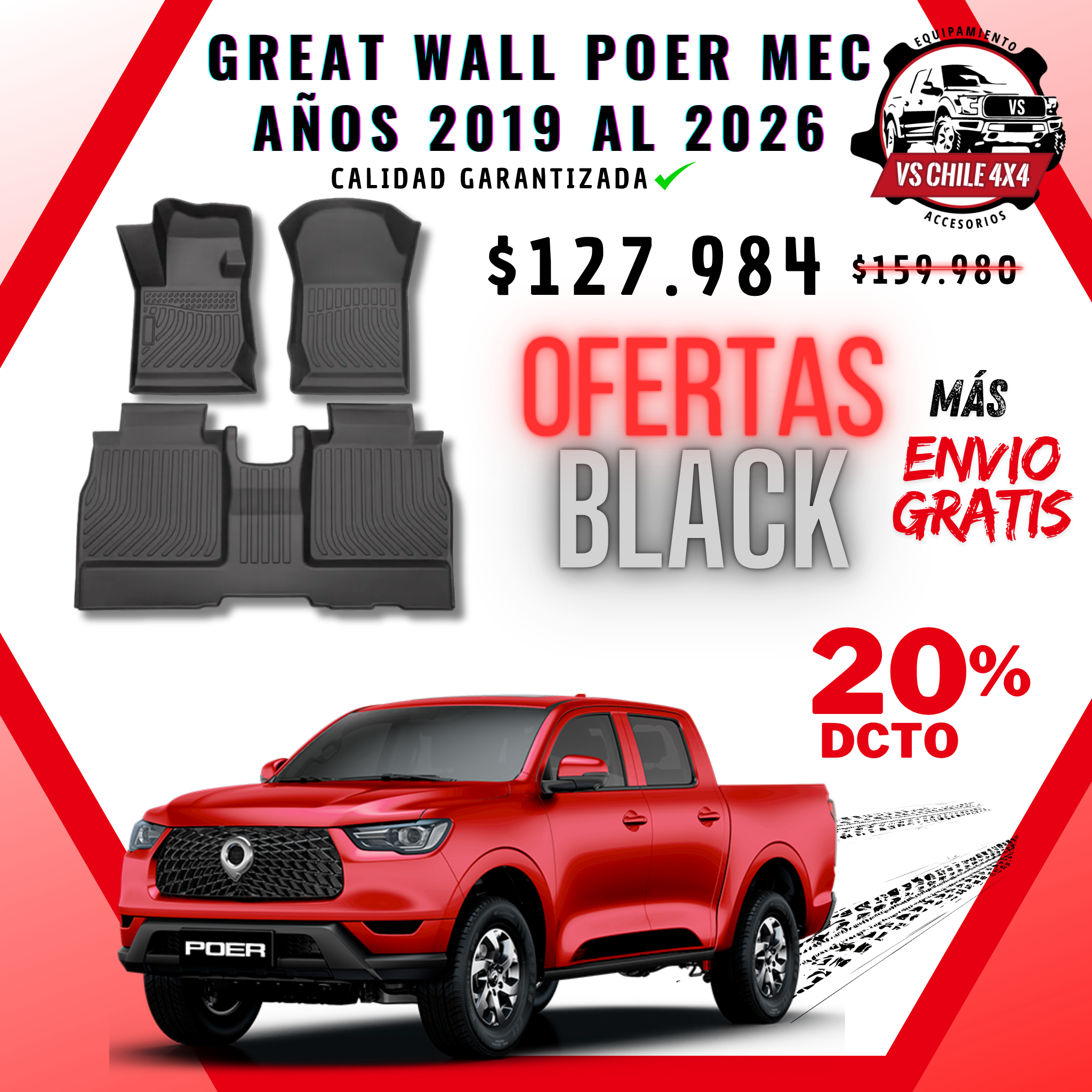 Pisos calce perfecto Great Wall Poer Transmisión Mecánica AÑOS 2019 AL 2026