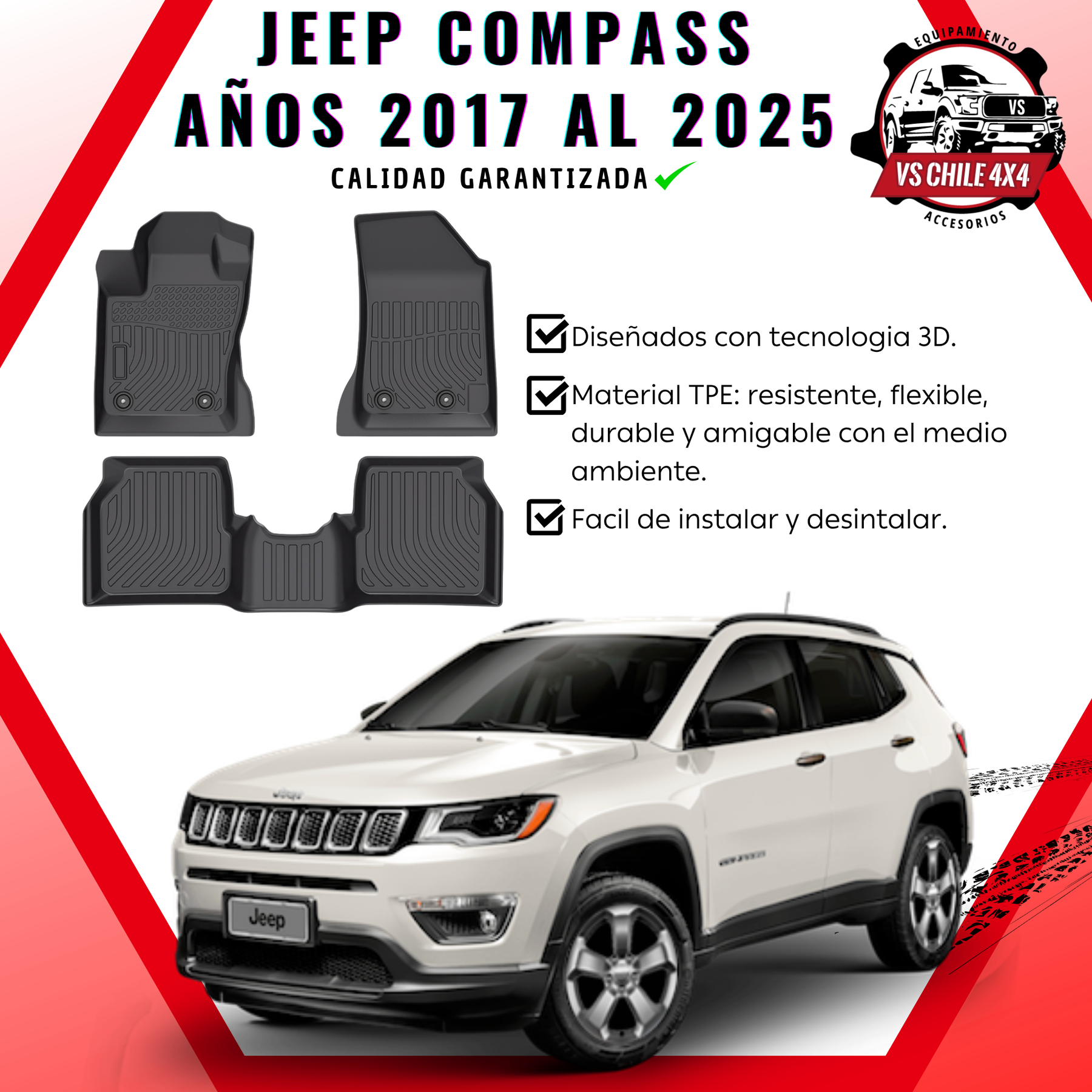 Pisos Calce Perfecto JEEP Compass 2017 al 2025
