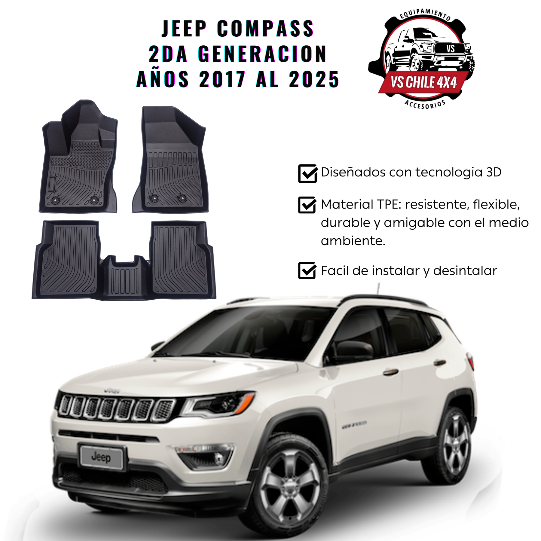 Pisos Calce Perfecto JEEP Compass 2017 al 2025