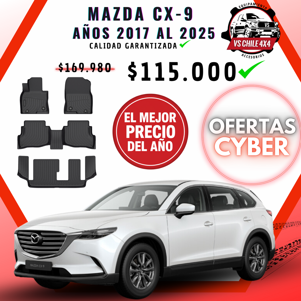 Pisos Calce Perfecto Mazda CX9 CX-9 2017 al 2025