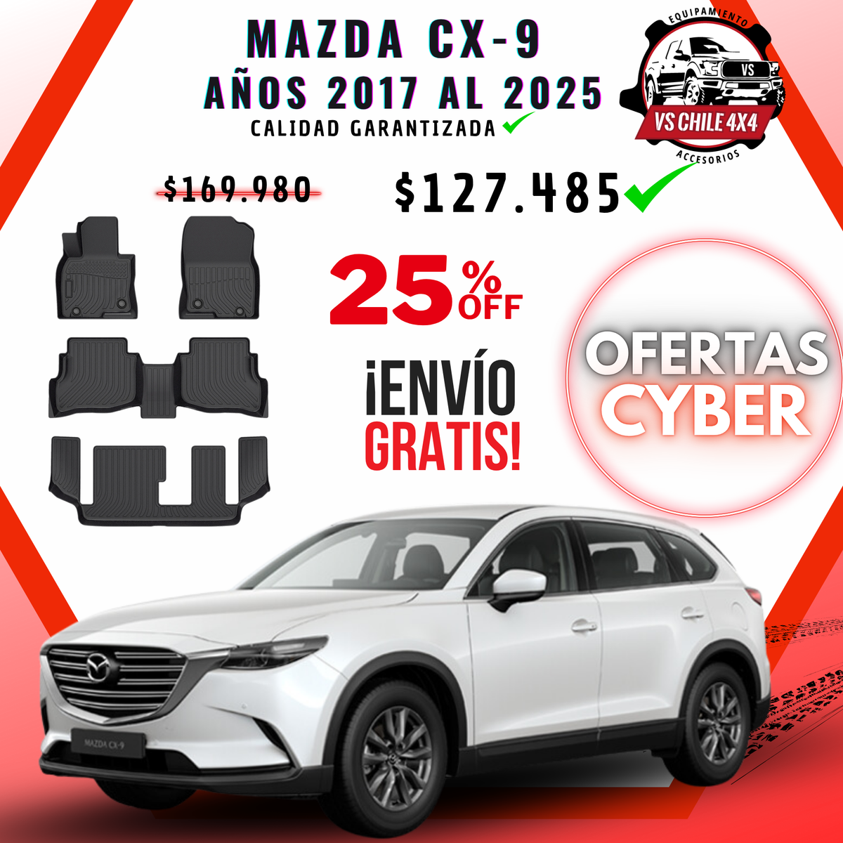 Pisos Calce Perfecto Mazda CX9 CX-9 2017 al 2025