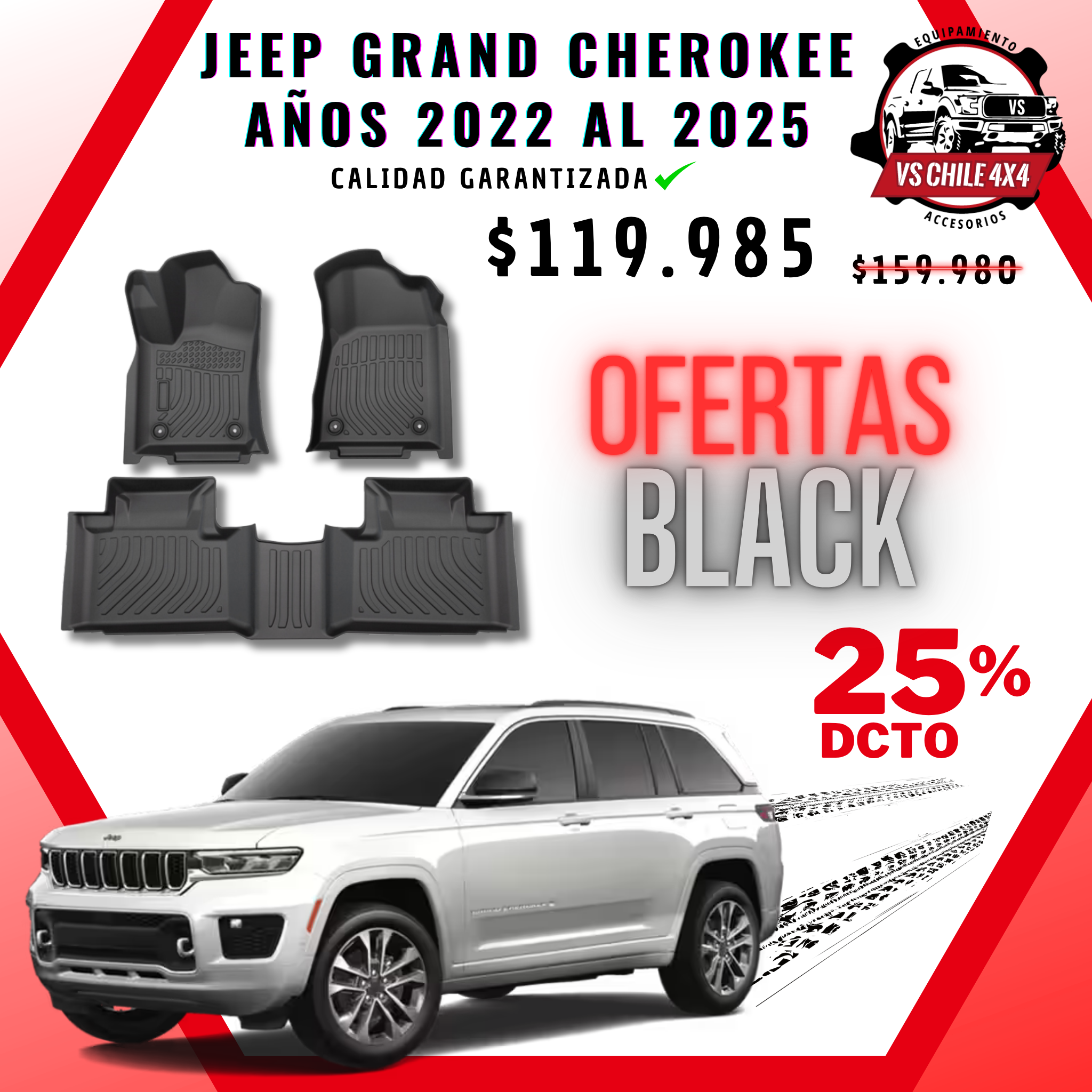 Pisos de Calce Perfecto para Jeep Grand Cherokee 2022 a 2025 (2 Filas)
