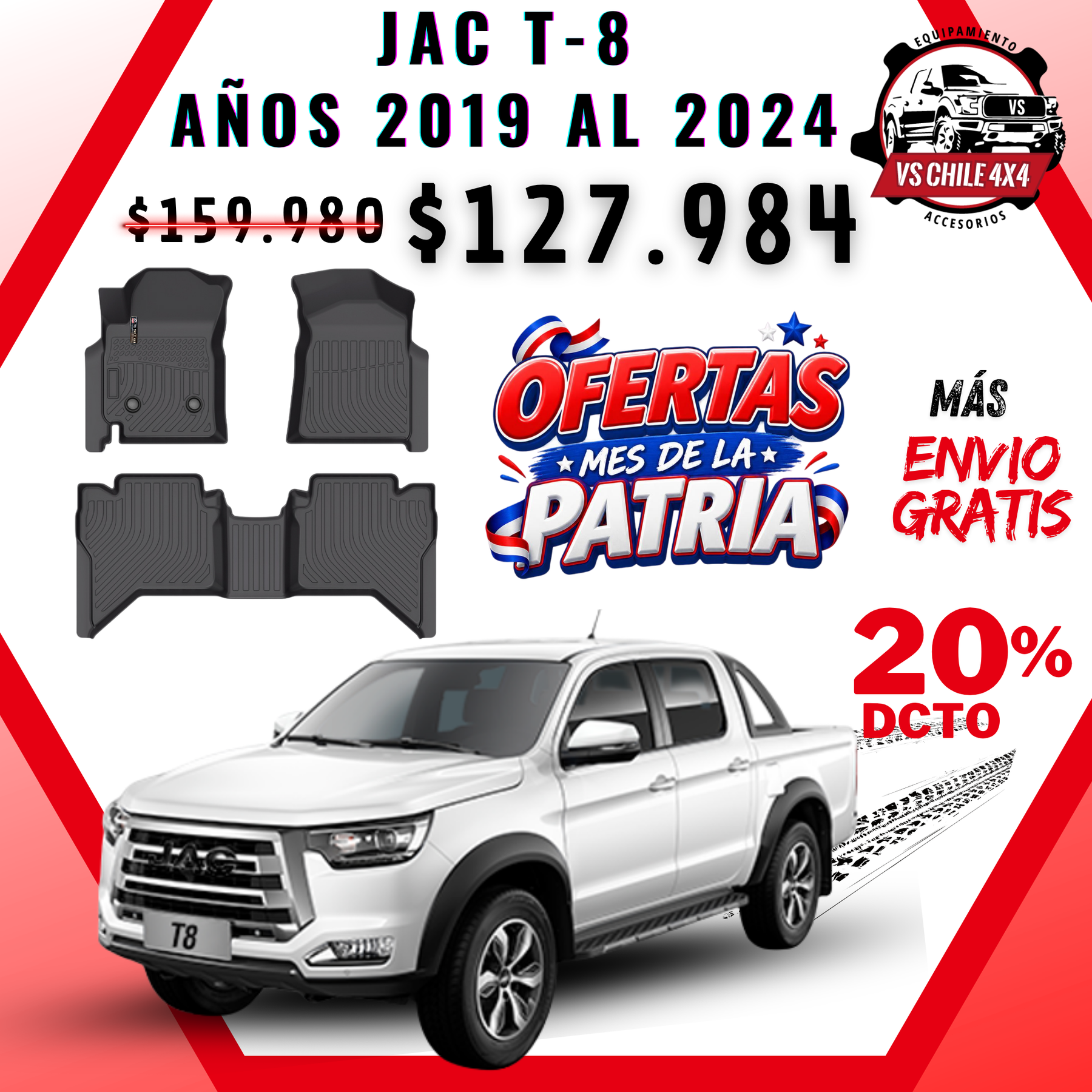 Pisos Calce Perfecto JAC T8 T-8 2019 al 2024