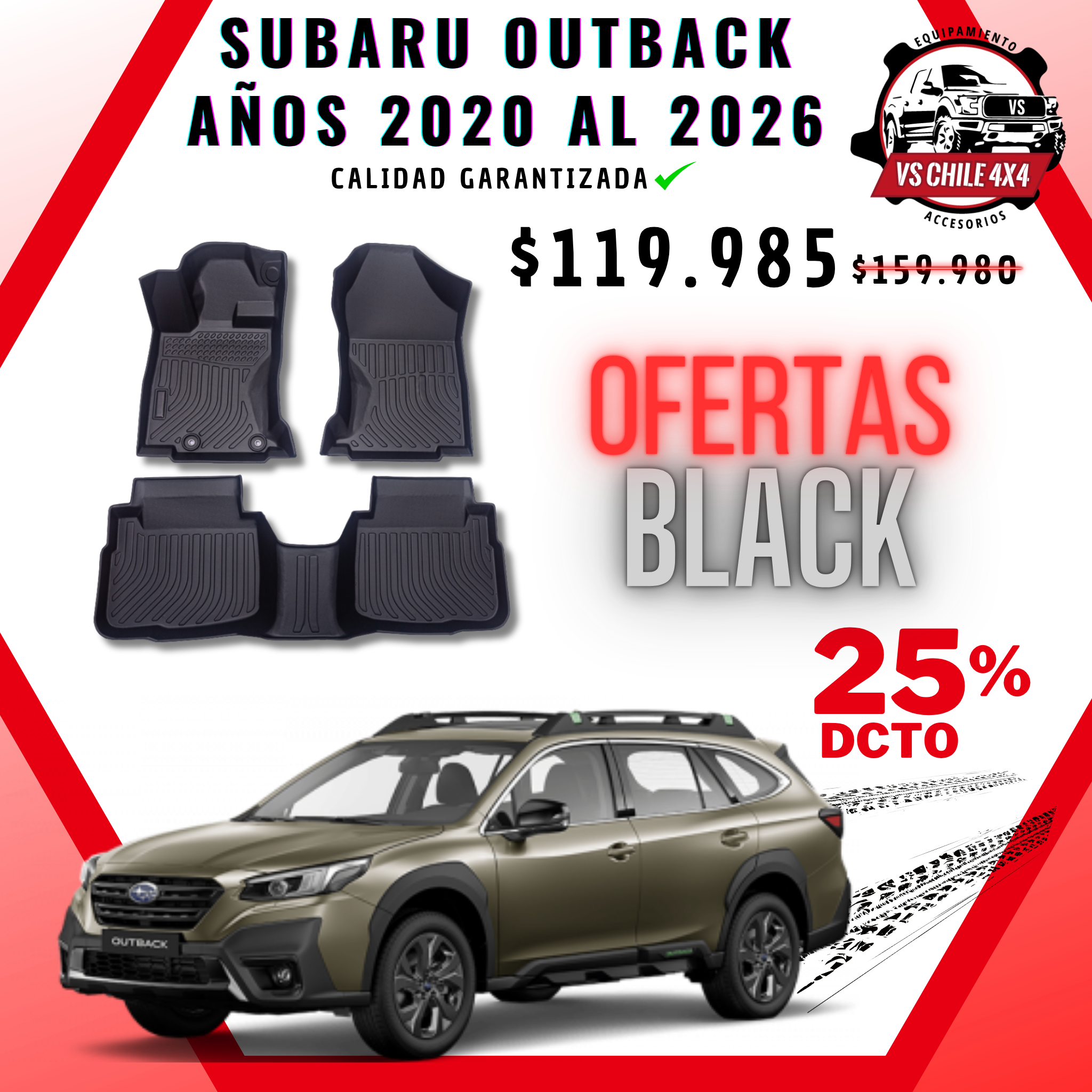 🛻Pisos Calce Perfecto Subaru Outback 2020 al 2026