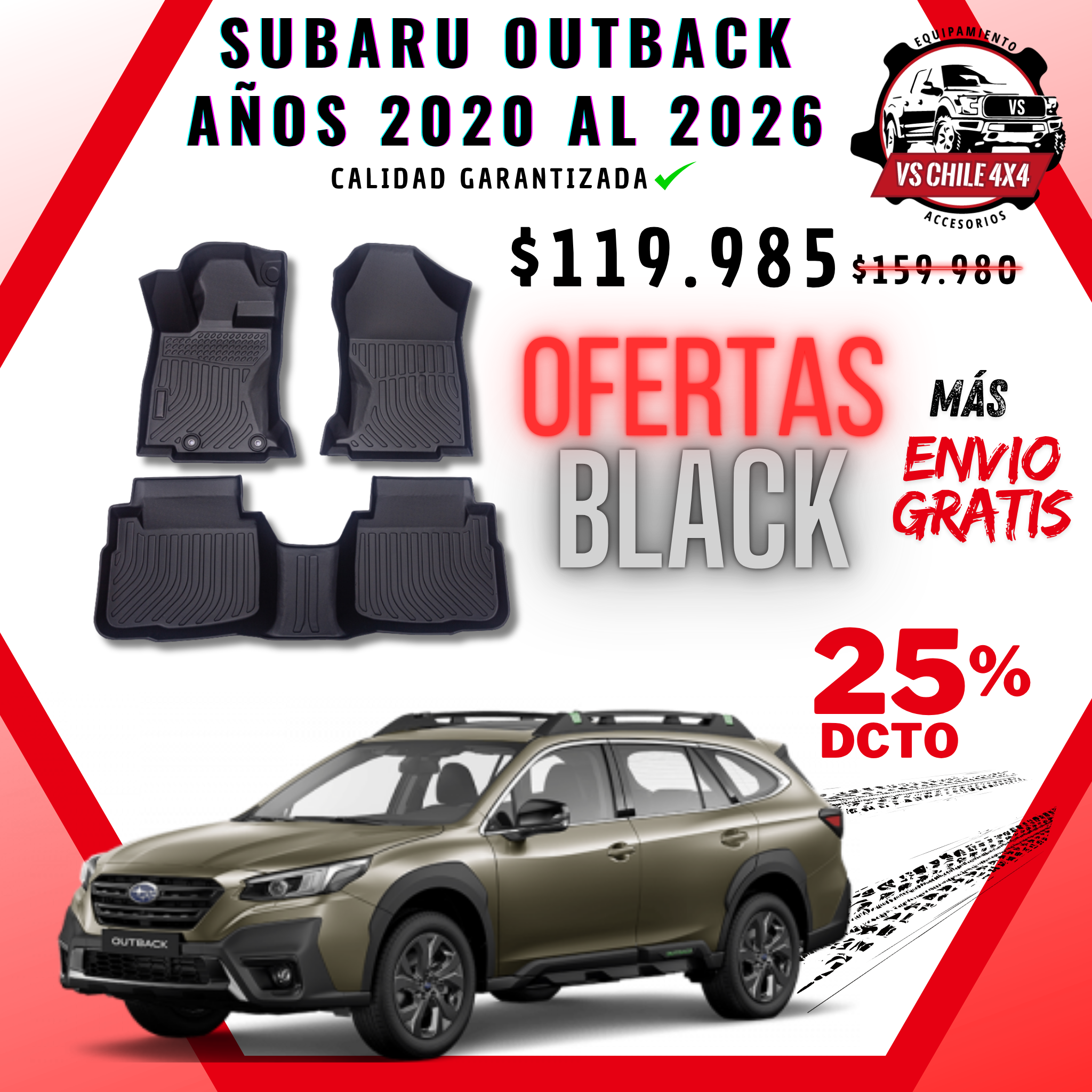 🛻Pisos Calce Perfecto Subaru Outback 2020 al 2026