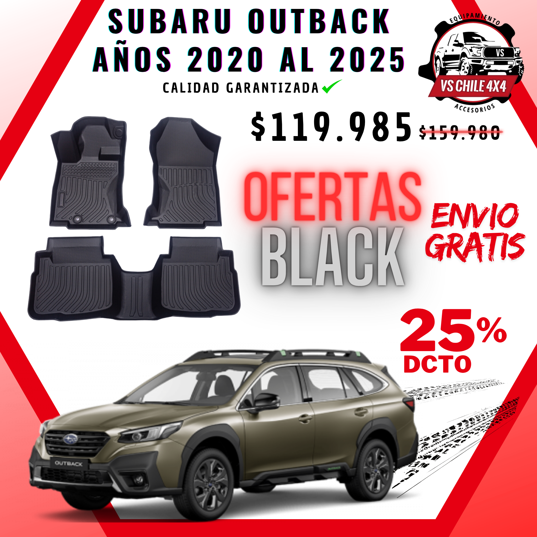 🛻Pisos Calce Perfecto Subaru Outback 2020 al 2025