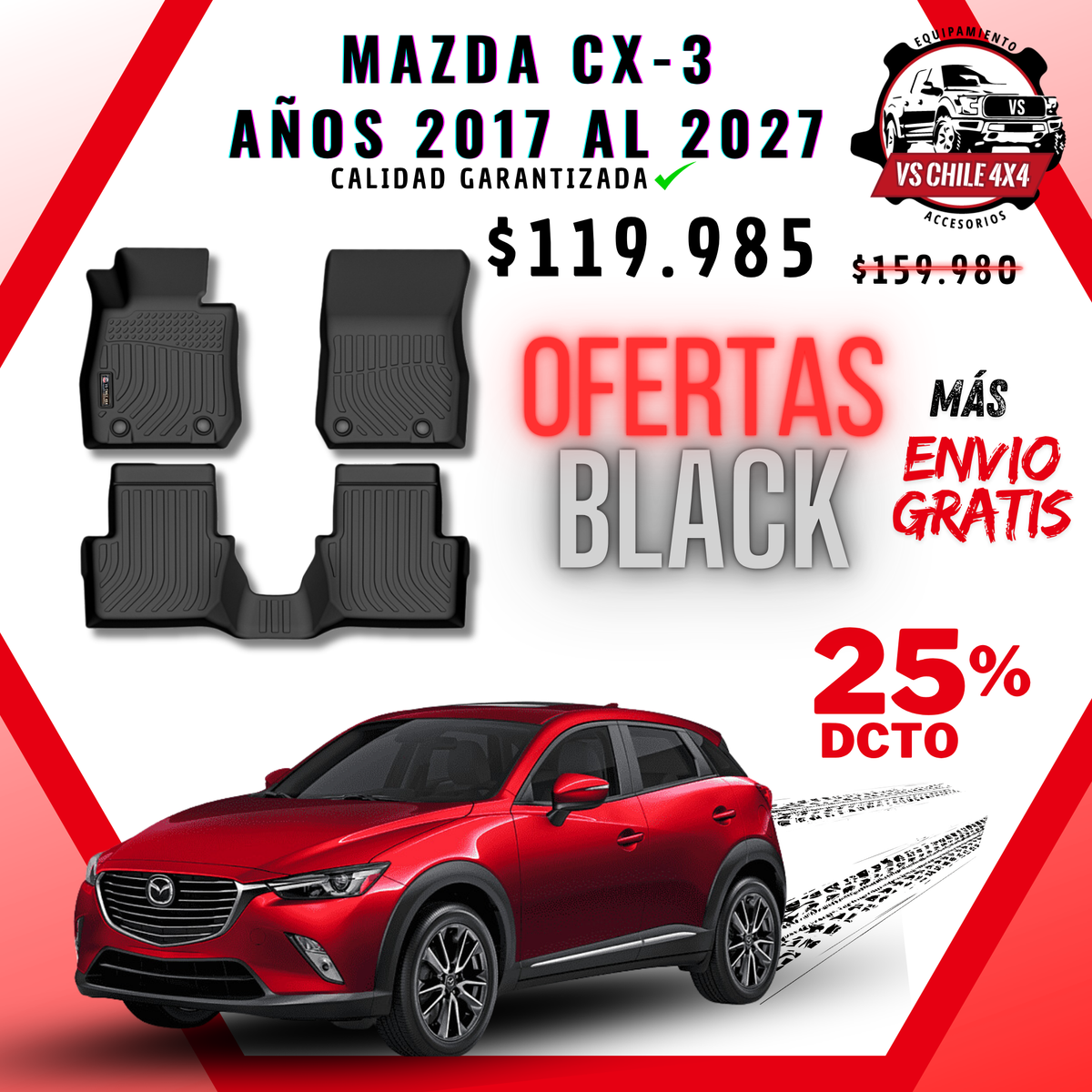 Pisos Calce Perfecto MAZDA CX-3 años 2017 al 2027