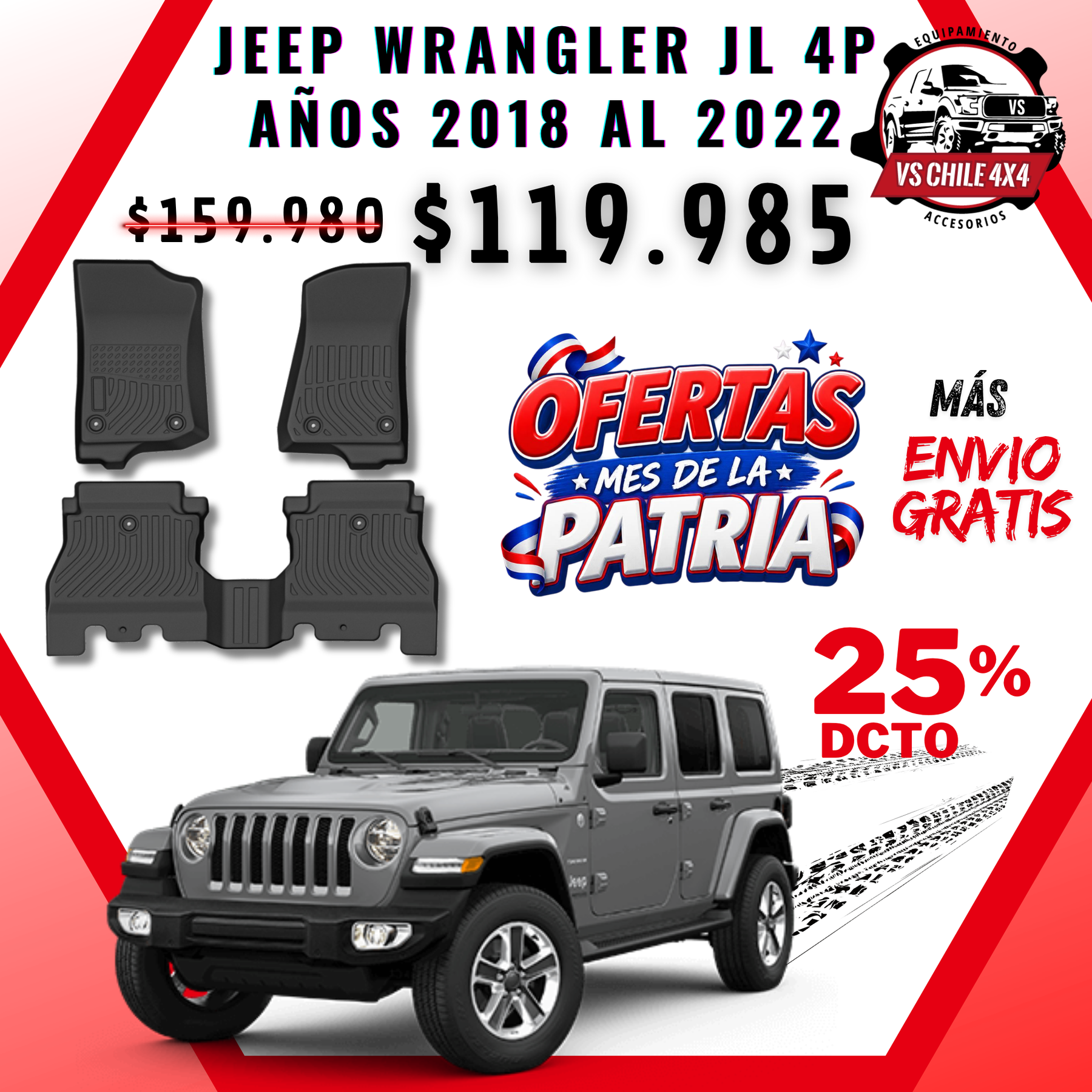 Pisos Calce Perfecto JEEP Wrangler JL años 2018 al 2022