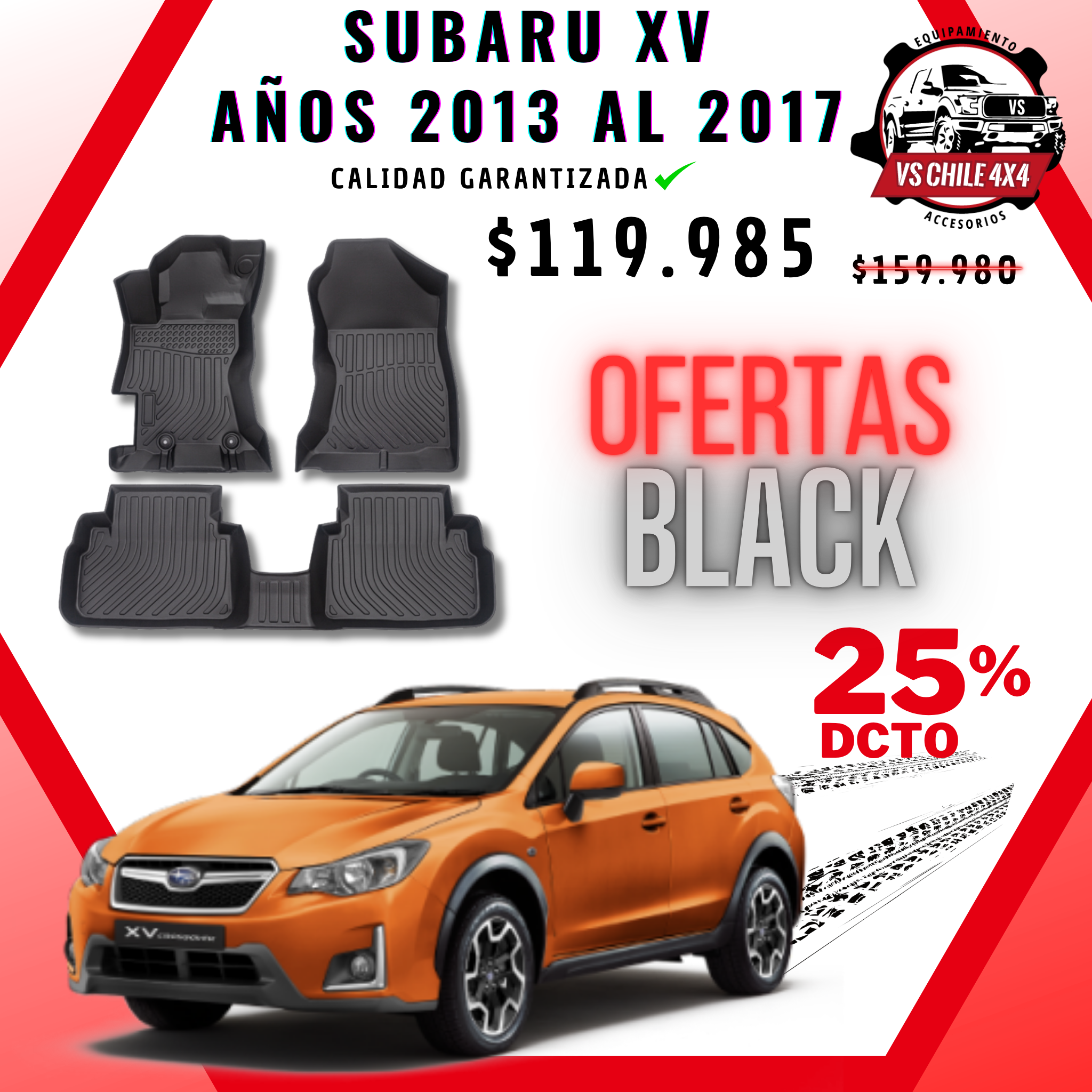 Pisos Calce Perfecto Subaru XV 2013 al 2017