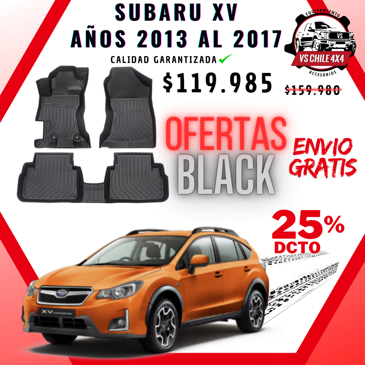 Pisos Calce Perfecto Subaru XV 2013 al 2017