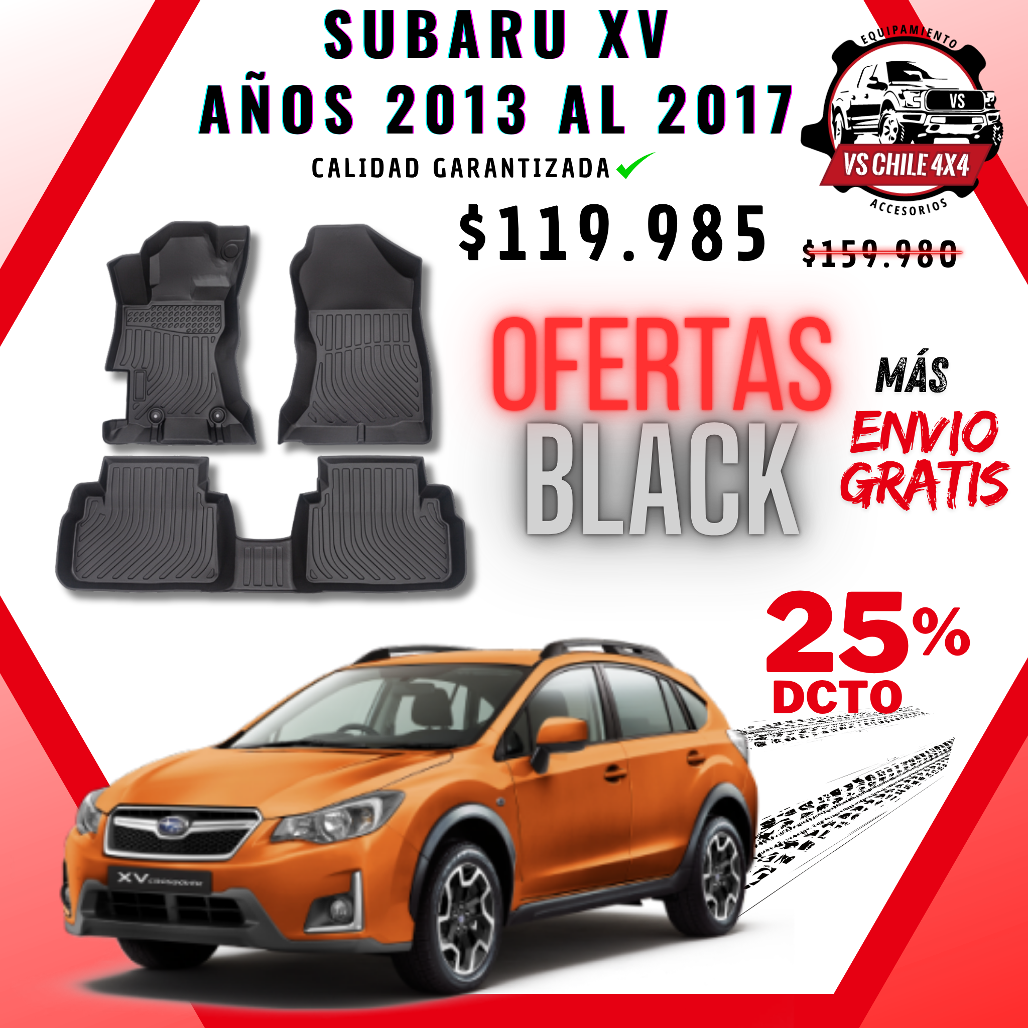 Pisos Calce Perfecto Subaru XV 2013 al 2017