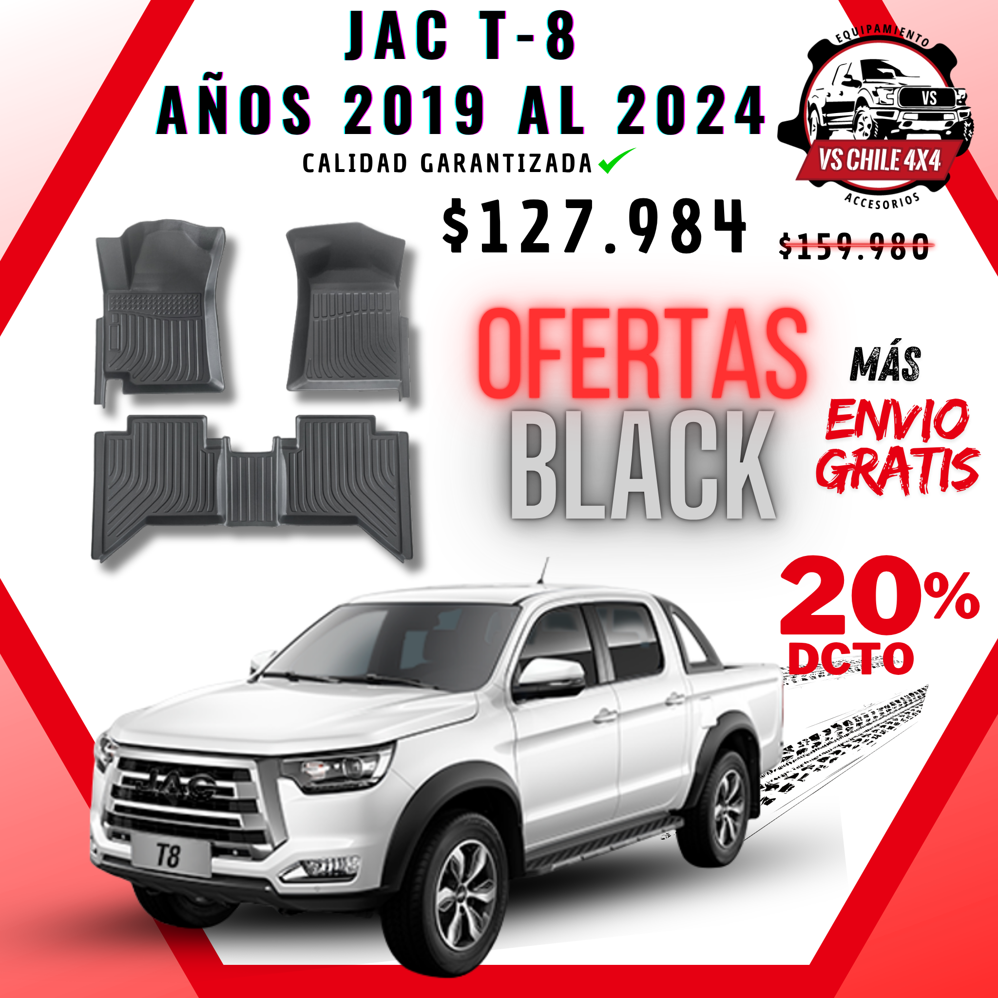 Pisos Calce Perfecto JAC T8 T-8 2019 al 2024