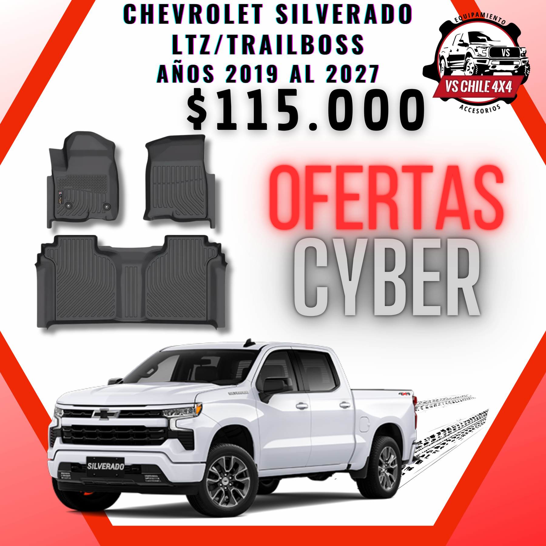 Pisos Calce Perfecto Chevrolet Silverado LTZ/TRAILBOSS 2019 al 2027