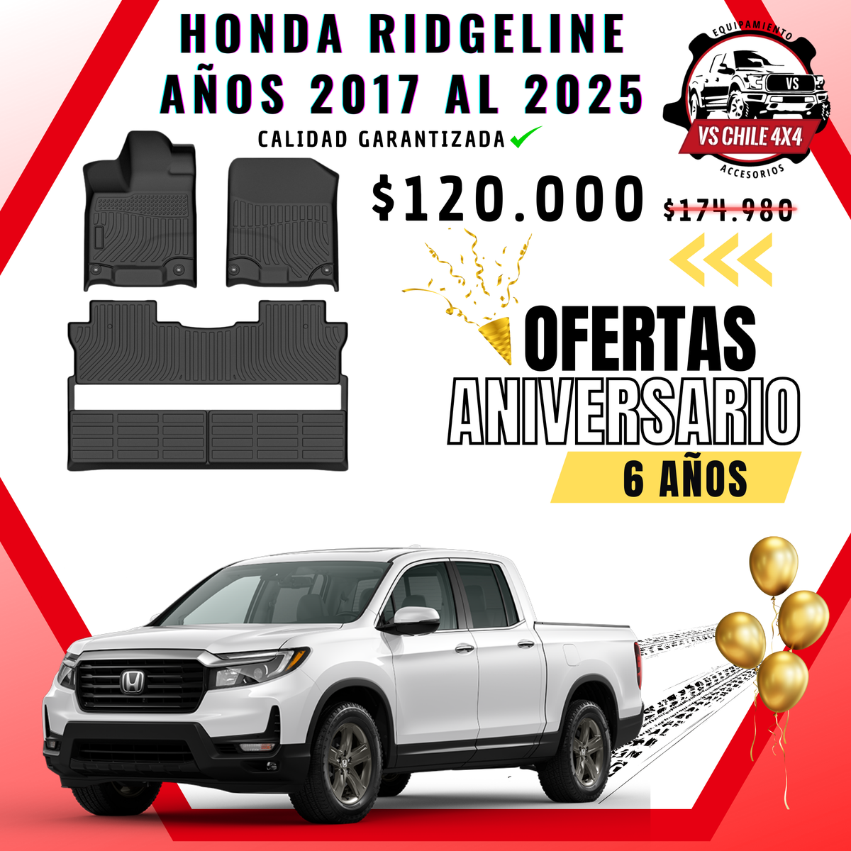 Pisos Calce Perfecto Honda Ridgeline (2017 - 2025)