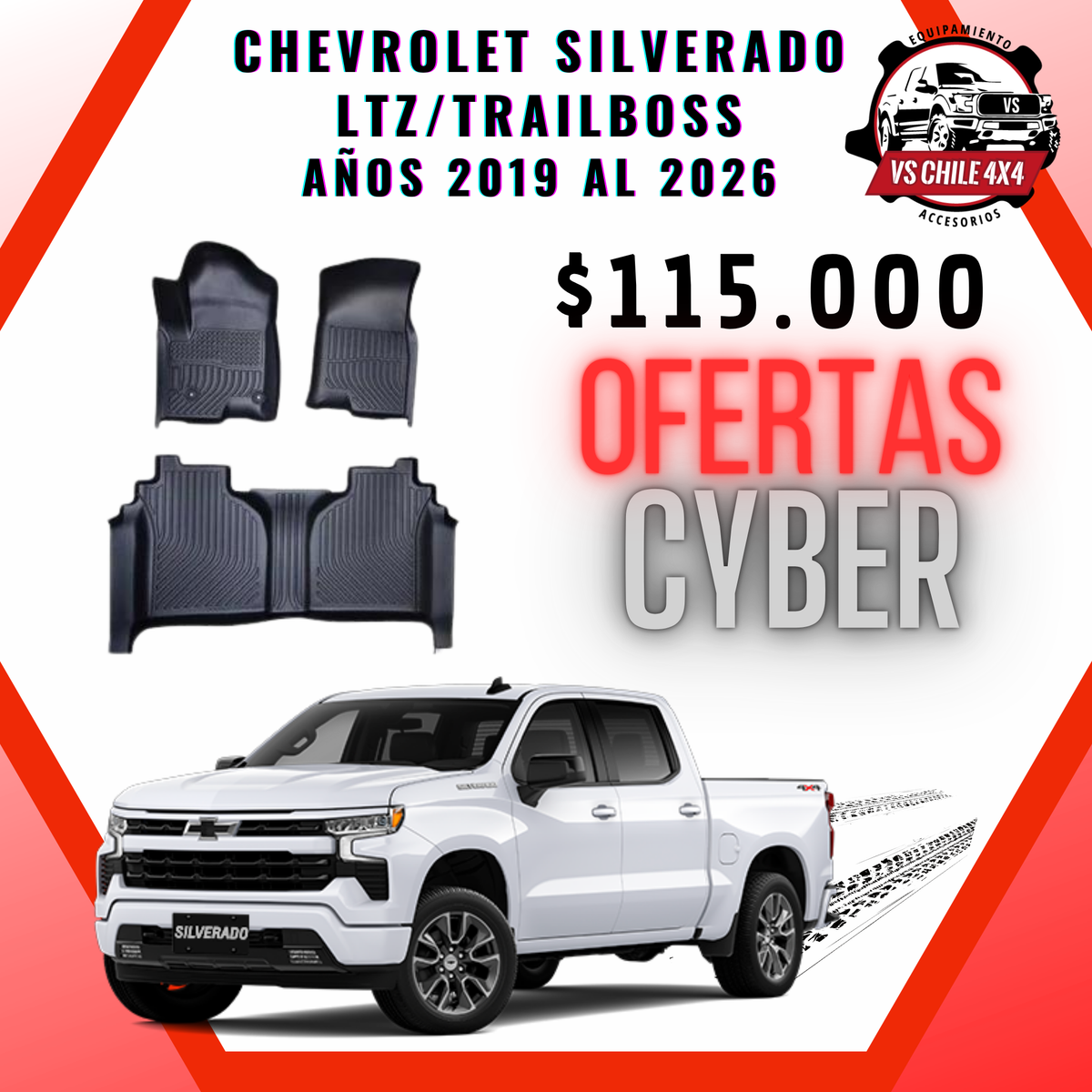 Pisos Calce Perfecto Chevrolet Silverado LTZ/TRAILBOSS 2019 al 2026