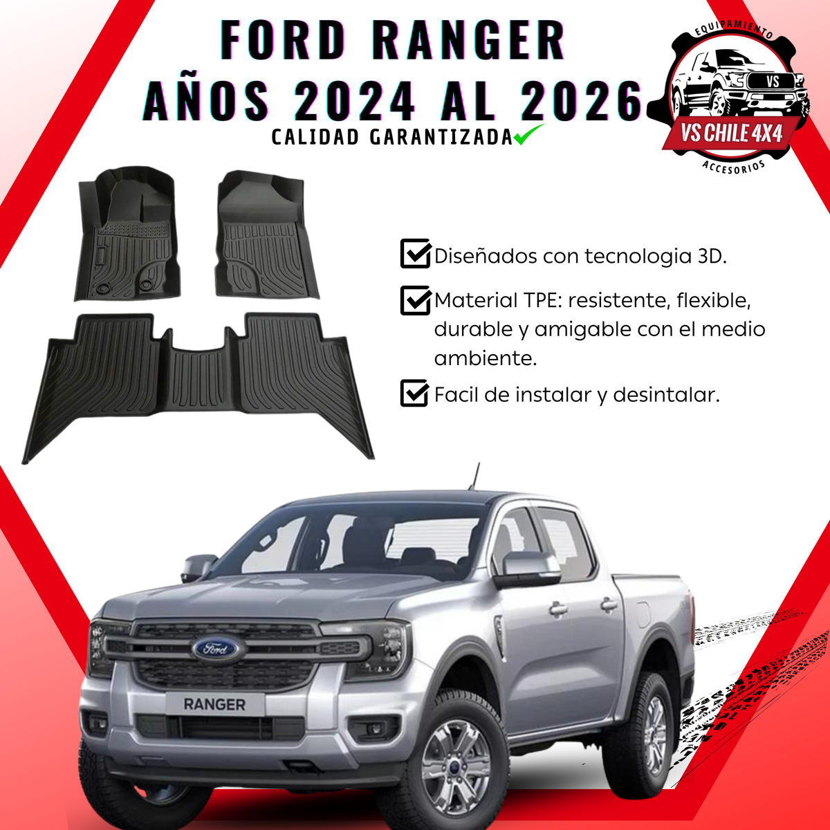 Pisos Calce Perfecto Ford Ranger T9 (2024 - 2026)