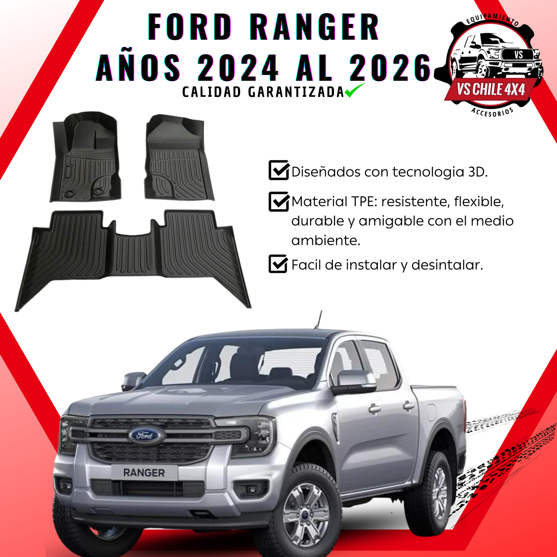 Pisos Calce Perfecto Ford Ranger T9 (2024 - 2026)