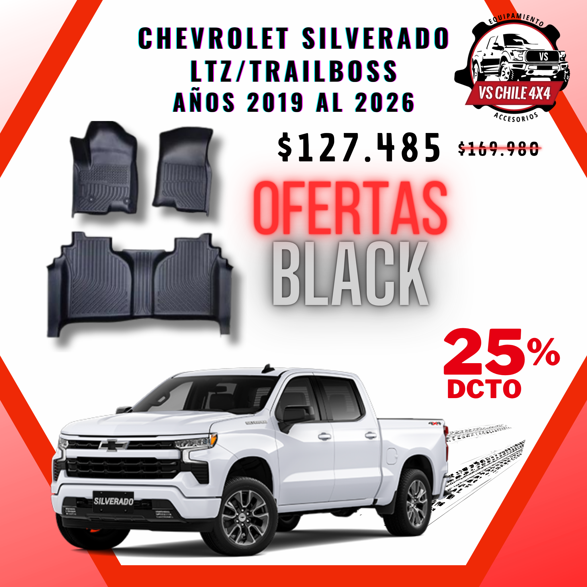 Pisos Calce Perfecto Chevrolet Silverado LTZ/TRAILBOSS 2019 al 2026