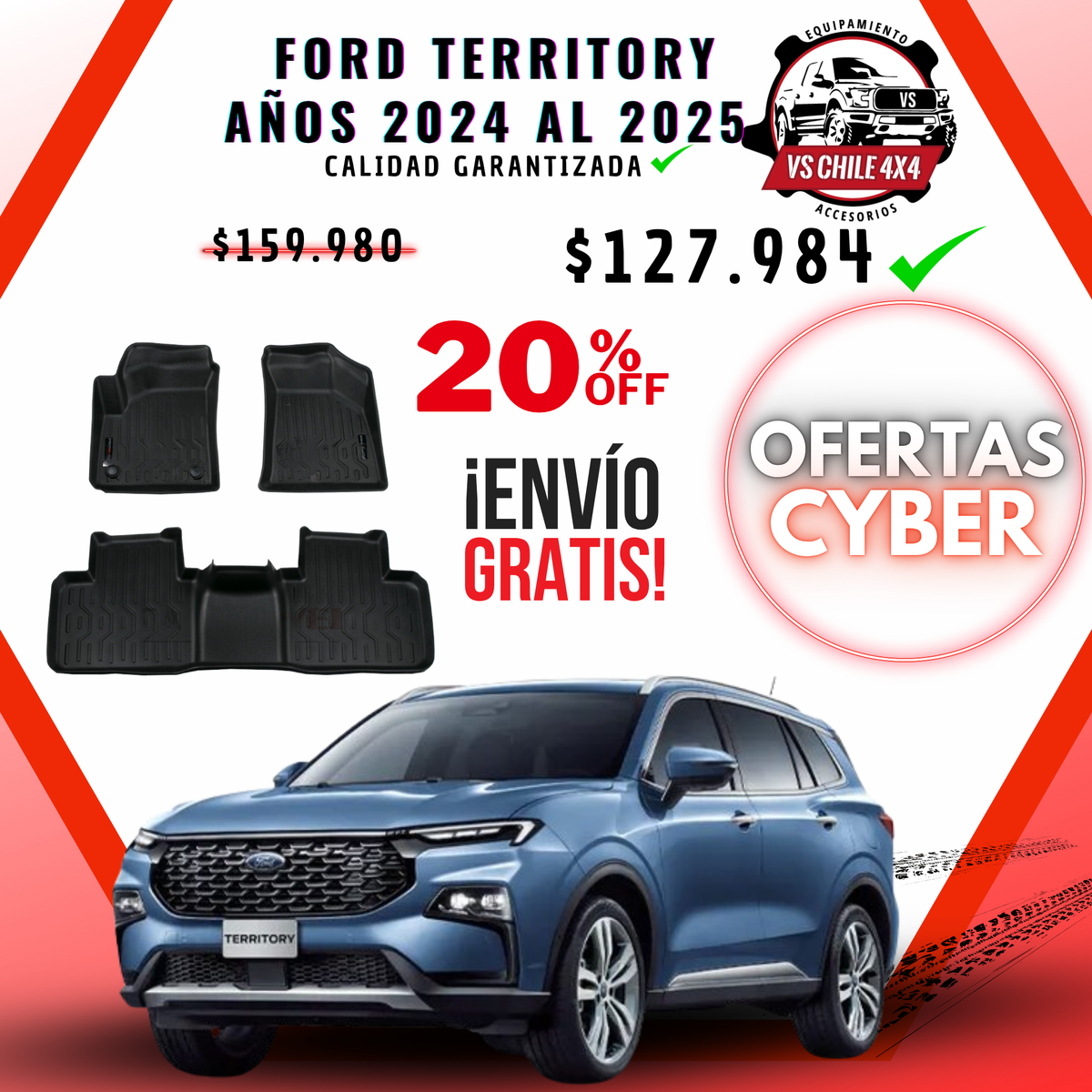Pisos Calce Perfecto Ford Territory AÑOS 2024 AL 2026