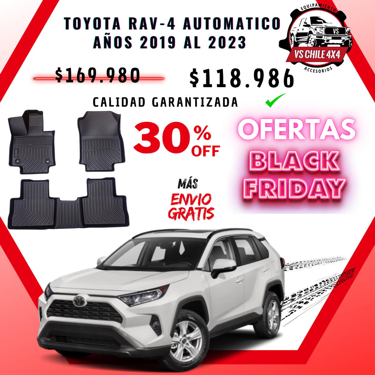 Pisos Calce Perfecto TOYOTA RAV 4 Automática años 2019 al 2023