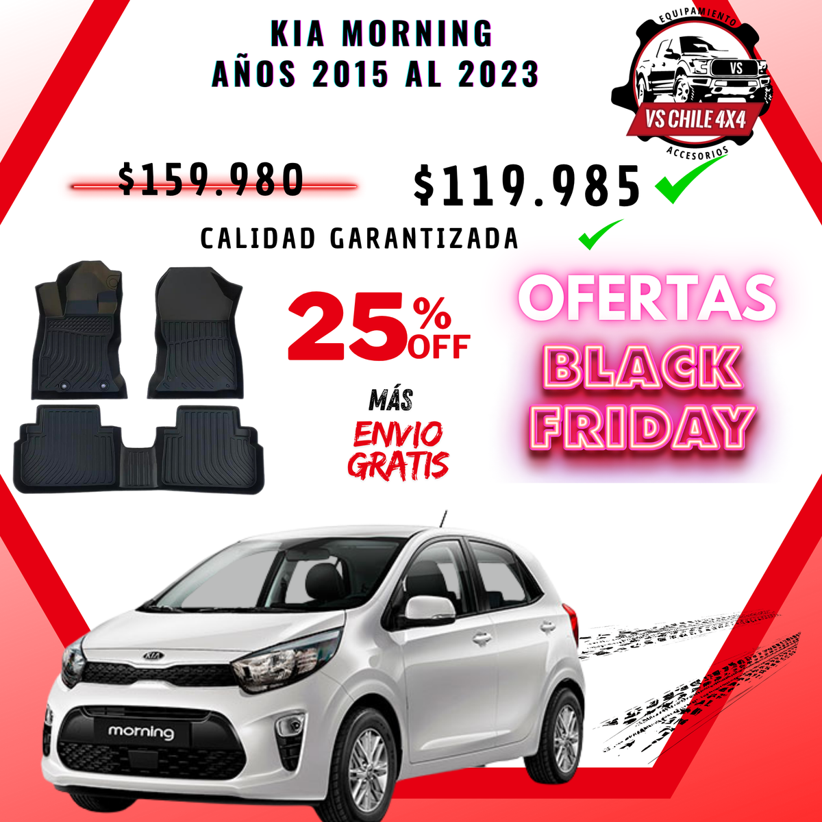 Pisos Calce Perfecto KIA Morning años 2015 al 2023