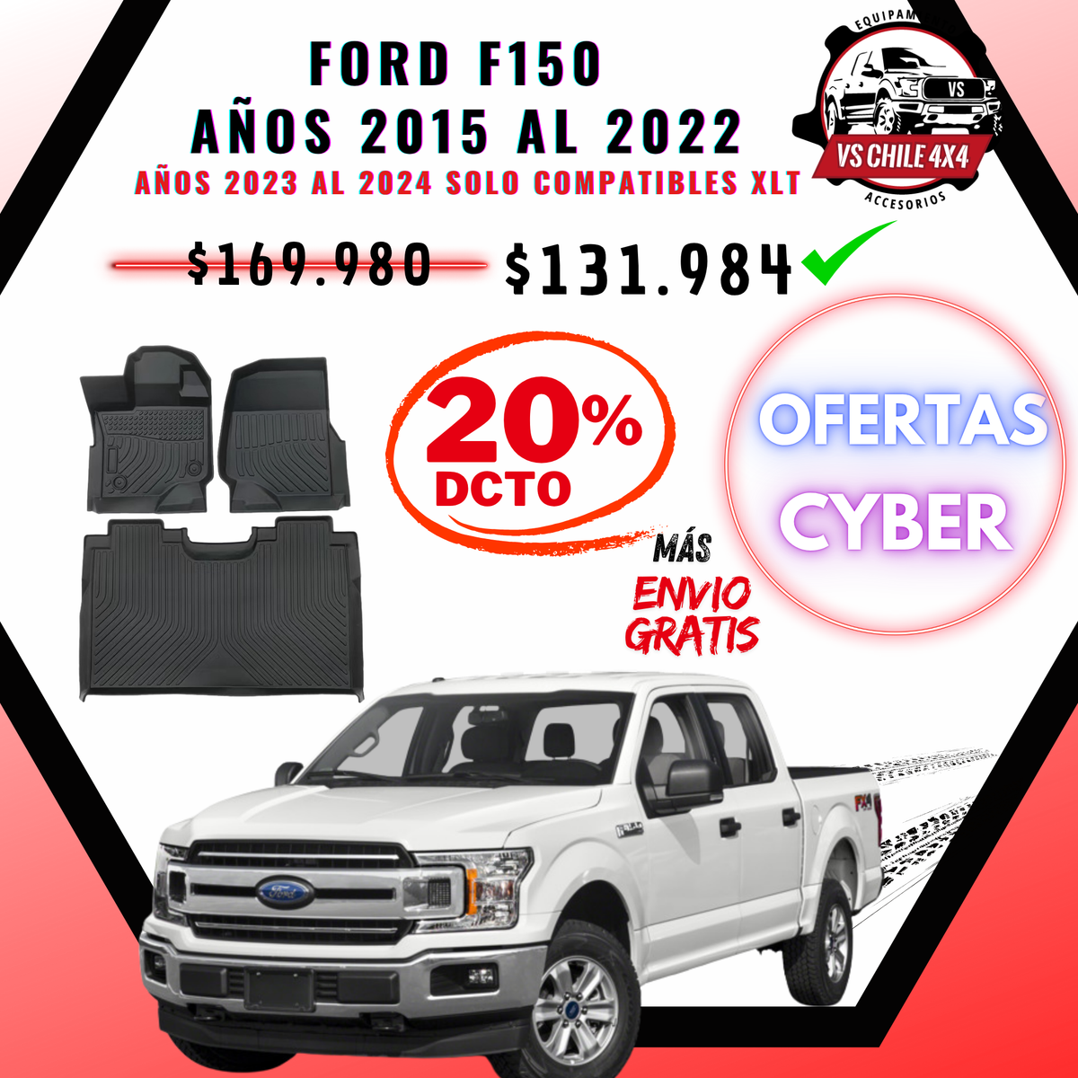 Pisos Calce Perfecto Ford F150 2015 - 2022 | 20% DCTO + Envío Gratis