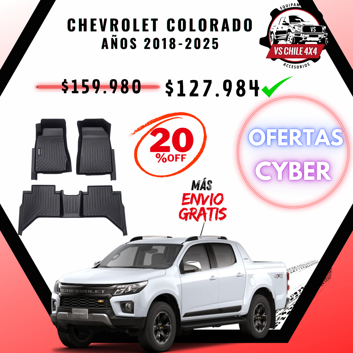 Pisos Calce Perfecto Chevrolet Colorado 2018 al 2025 | 20% DCTO + Envío Gratis