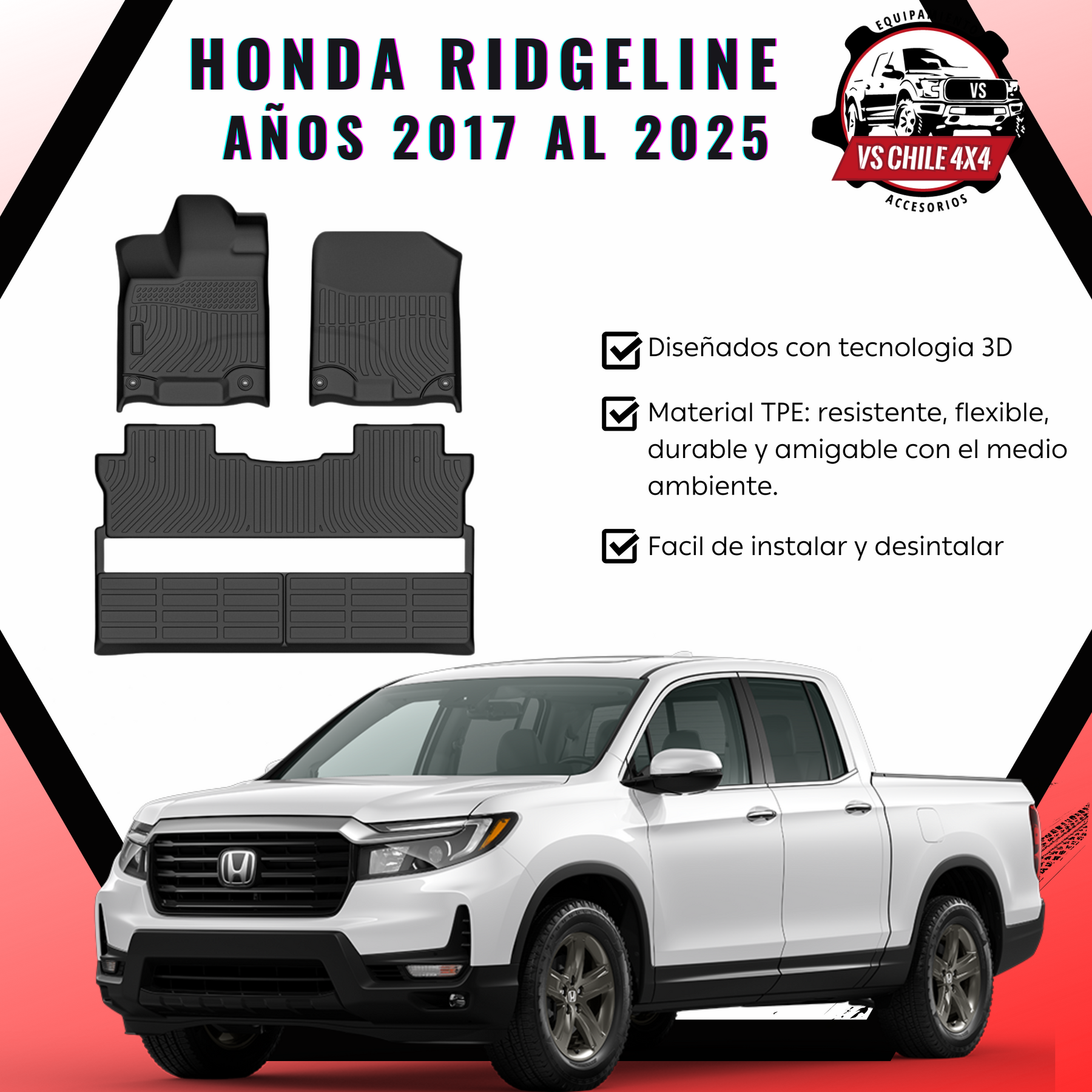 Pisos Calce Perfecto Honda Ridgeline (2017 - 2025)